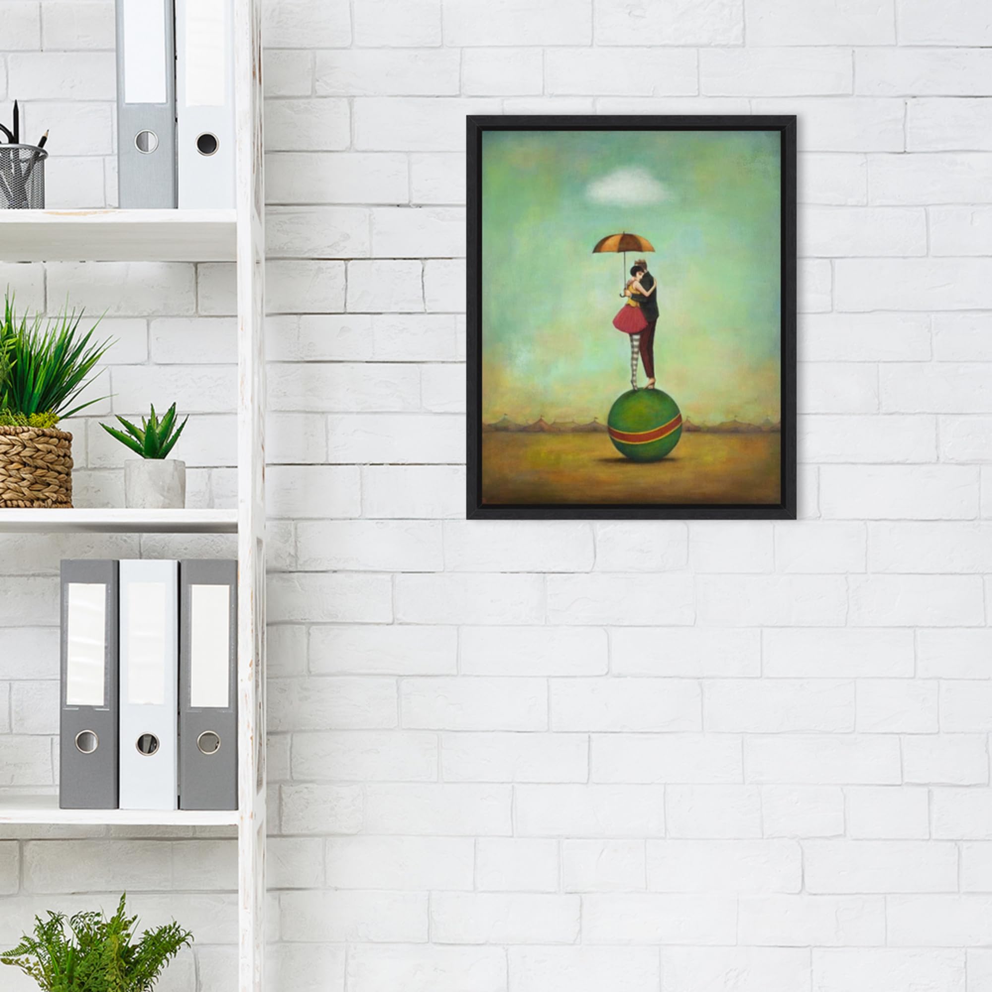 Amanti Art Framed Canvas Wall Art - 20x16 Circus Romance by Duy Huynh, Modern Home Decor for Living Room, Bedroom, Bathroom & Kitchen | Entertainment Artwork, Small Poster Painting | Perfect for Gifts & Wall Decoration