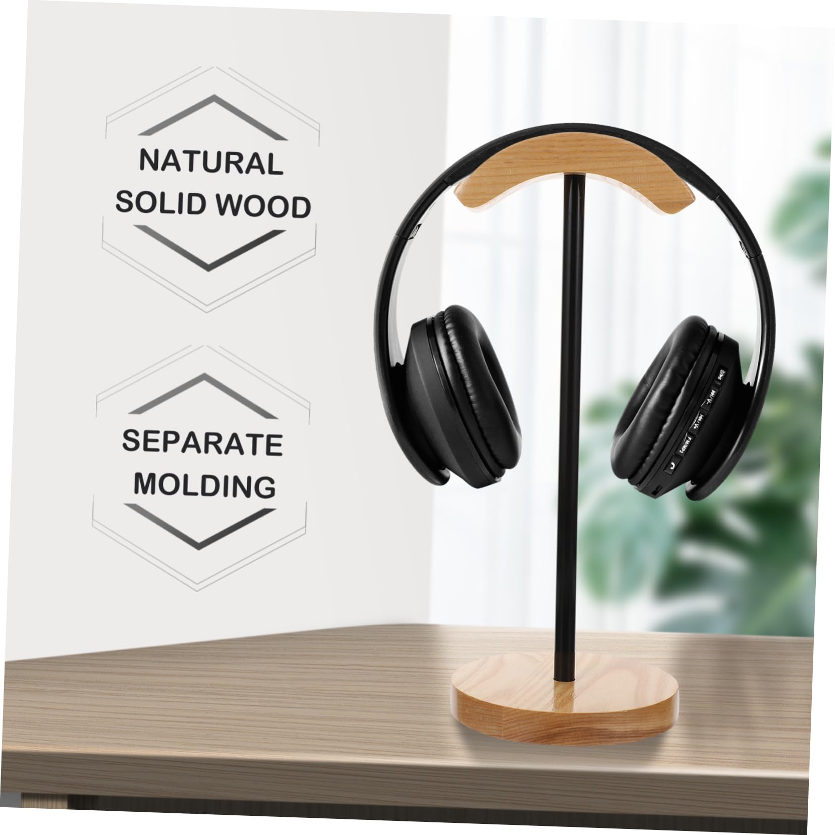 Premium OSALADI Solid Wood Headphone Stand - Elegant Wooden Headphone Hanger & Gaming Headset Holder - Space-Saving Desktop Display Stand for Home Office, Gaming Setup & Studio Use