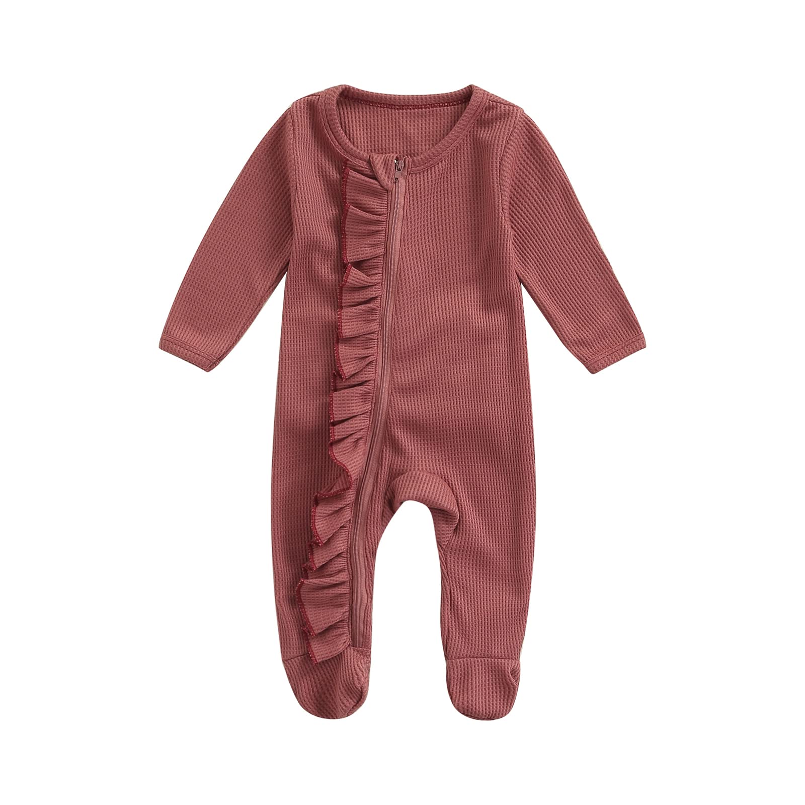 Newborn Baby Boy & Girl Ribbed Romper Bodysuit - Long Sleeve Footie Onesie Jumpsuit for Fall & Winter | Cozy Outfit for Playtime, Sleep & Family Photos