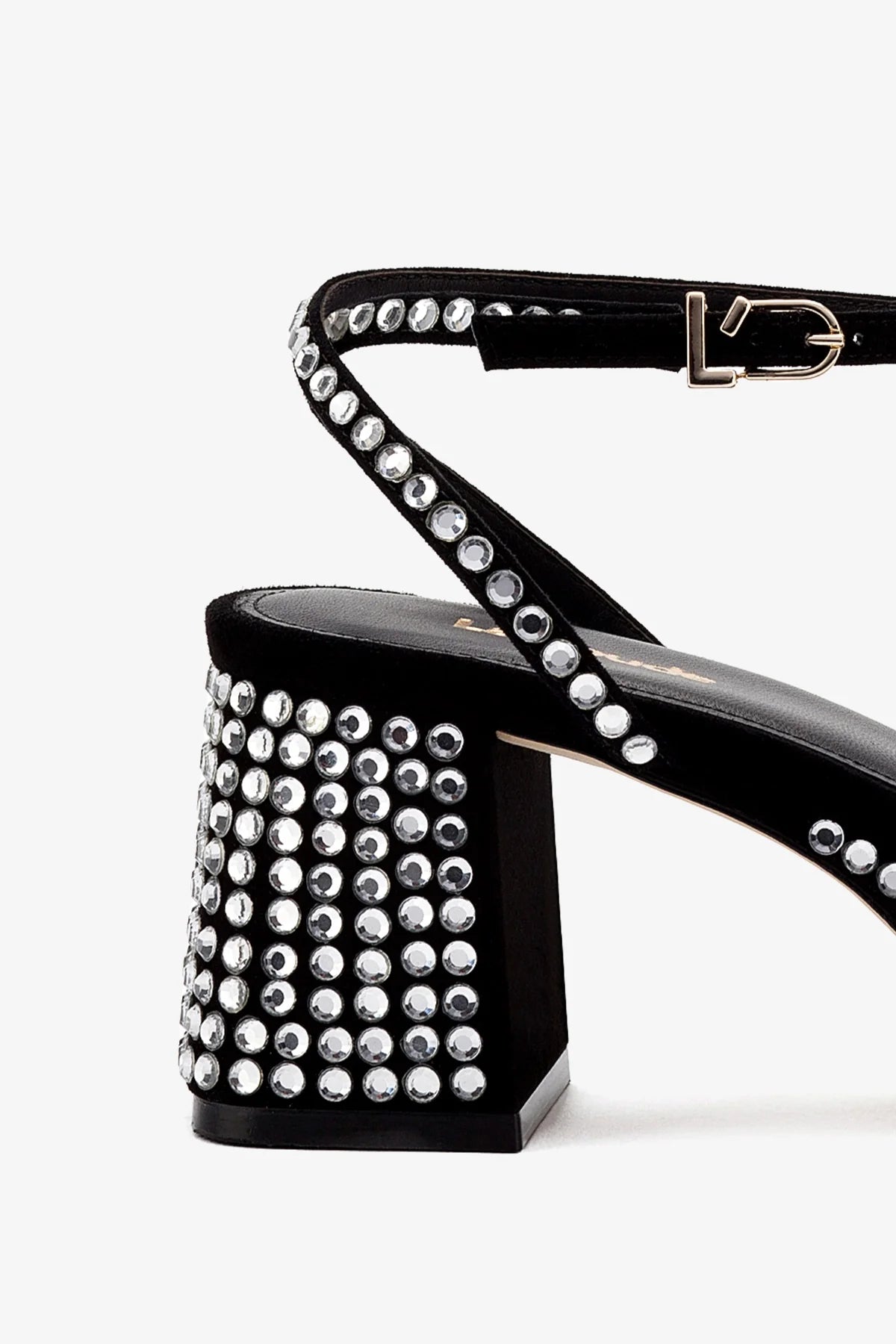 Gio Crystal Sandal - Black Suede Women's Dress Sandals with Rhinestones | Perfect for Weddings, Parties & Evening Events