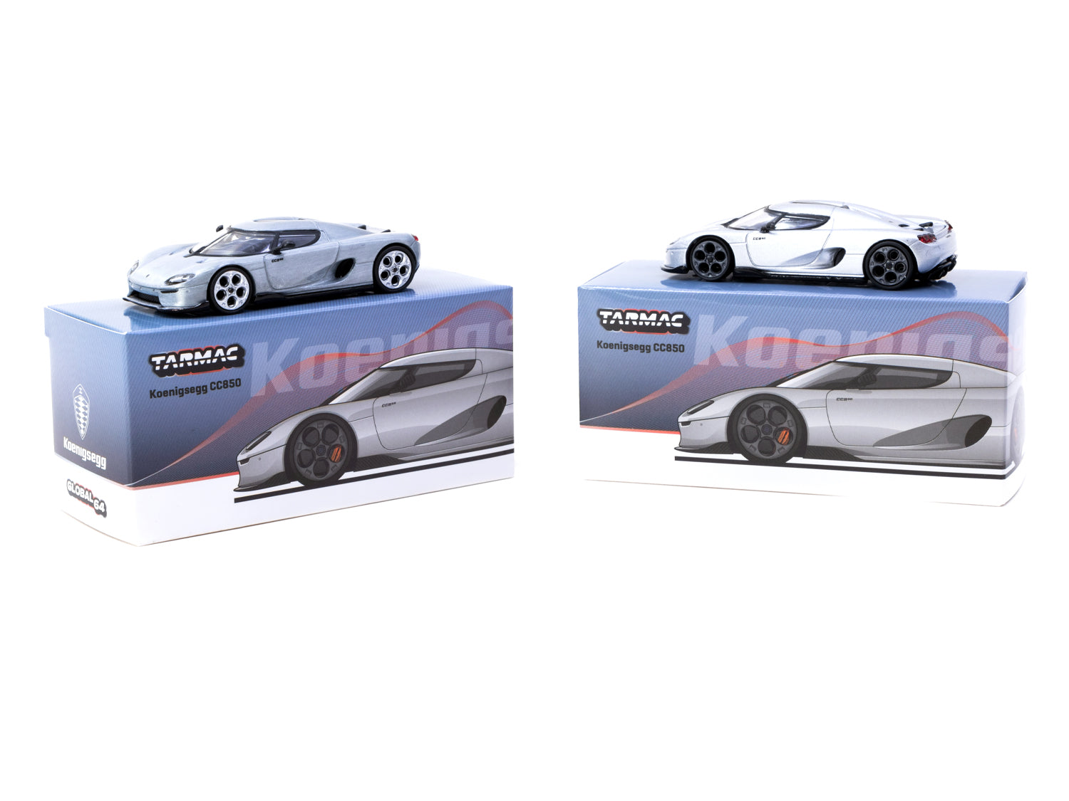 Tarmac Works 1/64 Scale Koenigsegg CC850 Diecast Model Car in Silver - Collectible Miniature Vehicle for Display & Racing Scenes