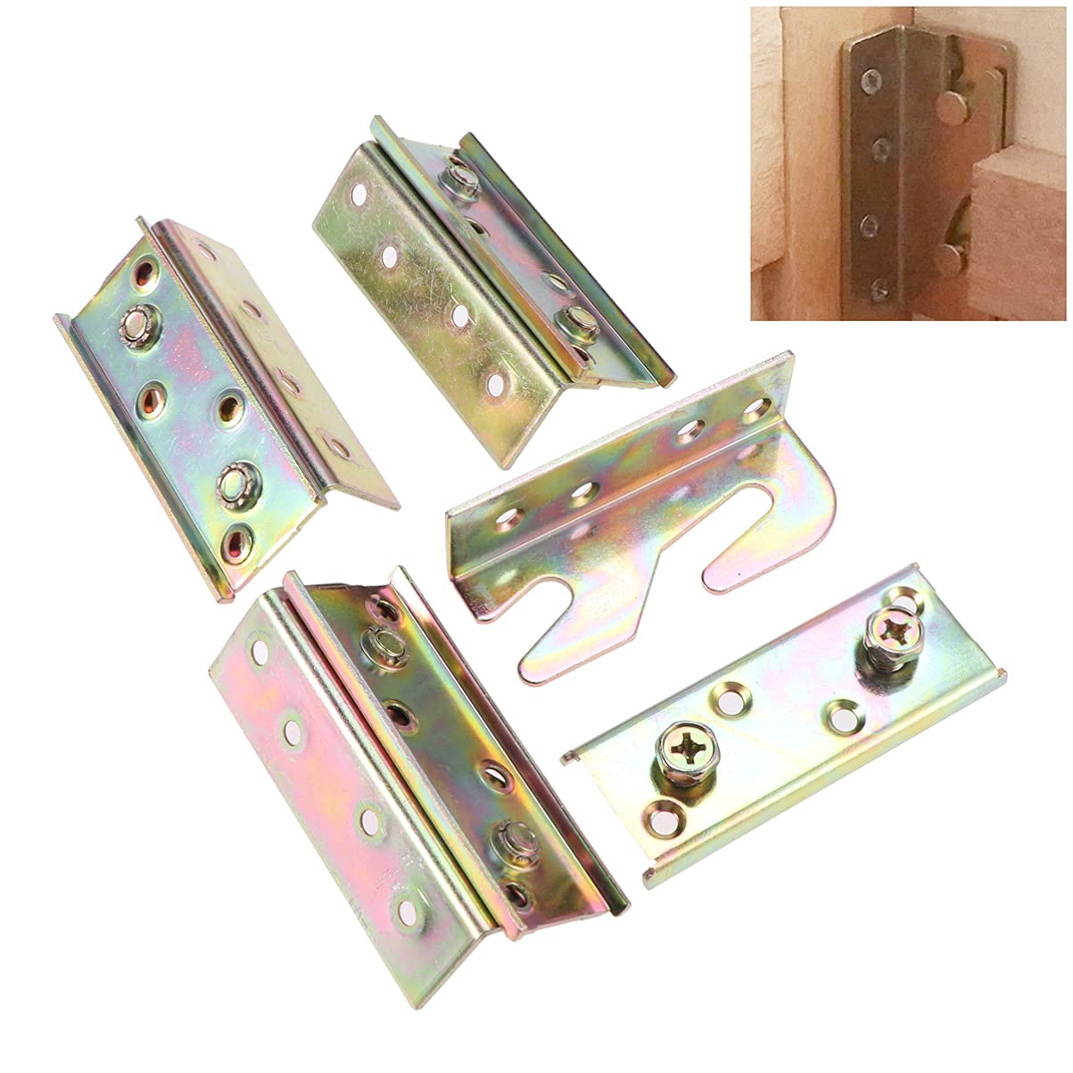 4 Pcs Bed Rail Brackets - Heavy Duty Rust Proof Frame Fasteners & Snap Connectors for Secure Bed Assembly - Perfect for DIY Bed Frames, Bunk Beds, and Furniture Repair