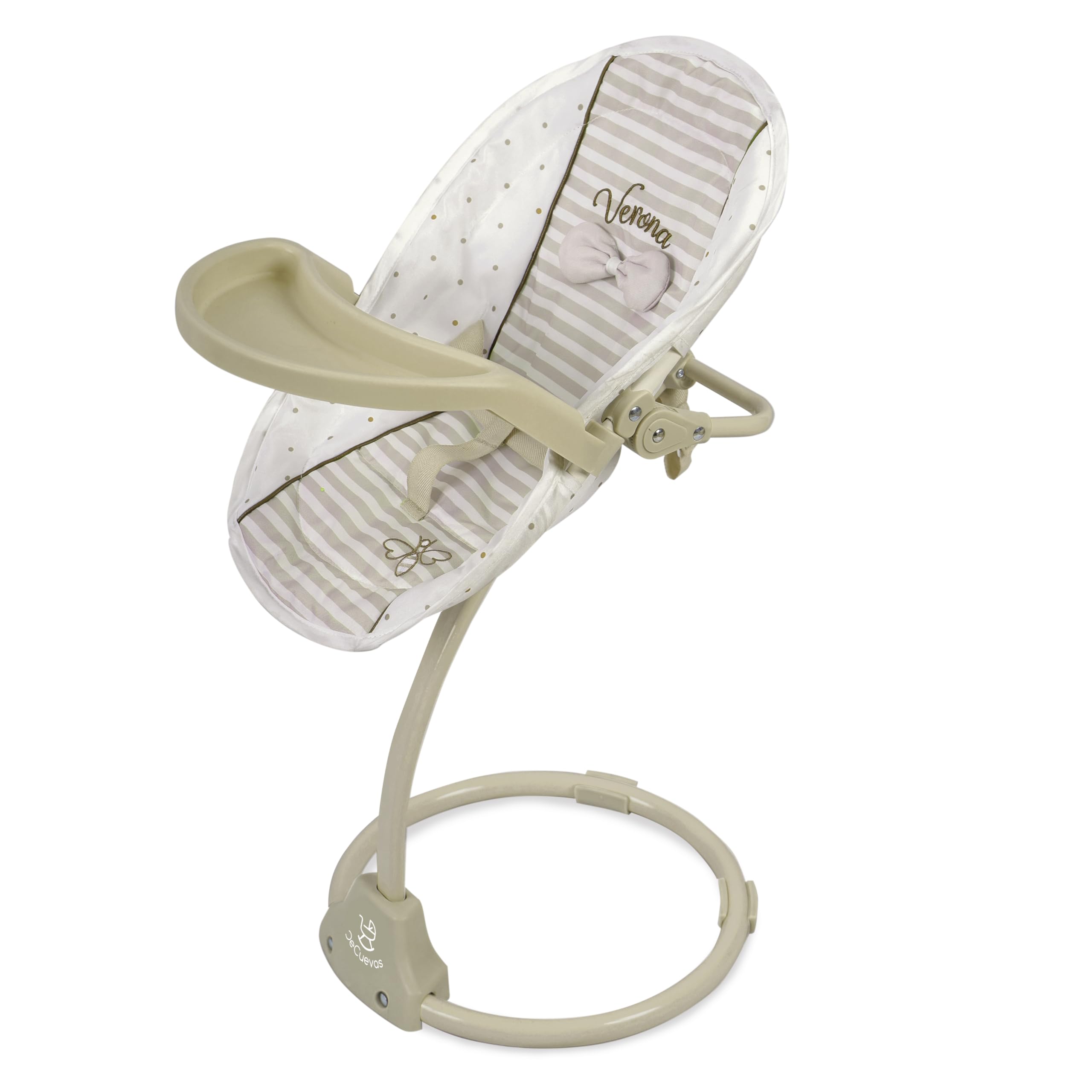 DE CUEVAS TOYS 51578 High Chair for Babies - Beige and White Wooden Feeding Chair with Adjustable Height | Perfect for Dining, Weaning & Playtime