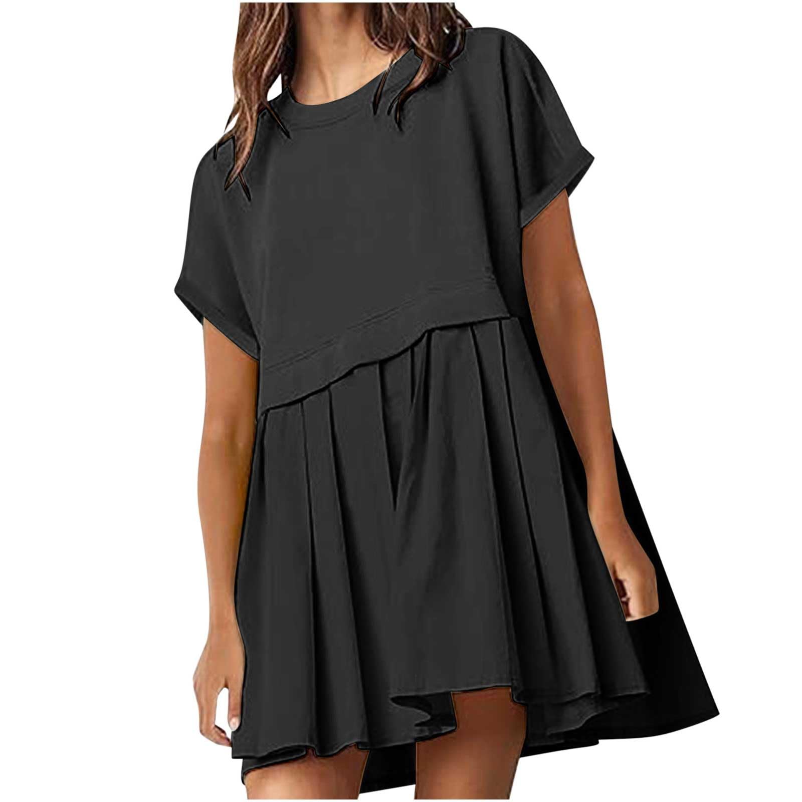 Women's Oversized Sweatshirt Dress - Summer Ruffle A-Line Babydoll Mini Dress for Casual, Athletic & Tennis Wear | Lounge, Gym, Street Fashion & Date Night Outfits