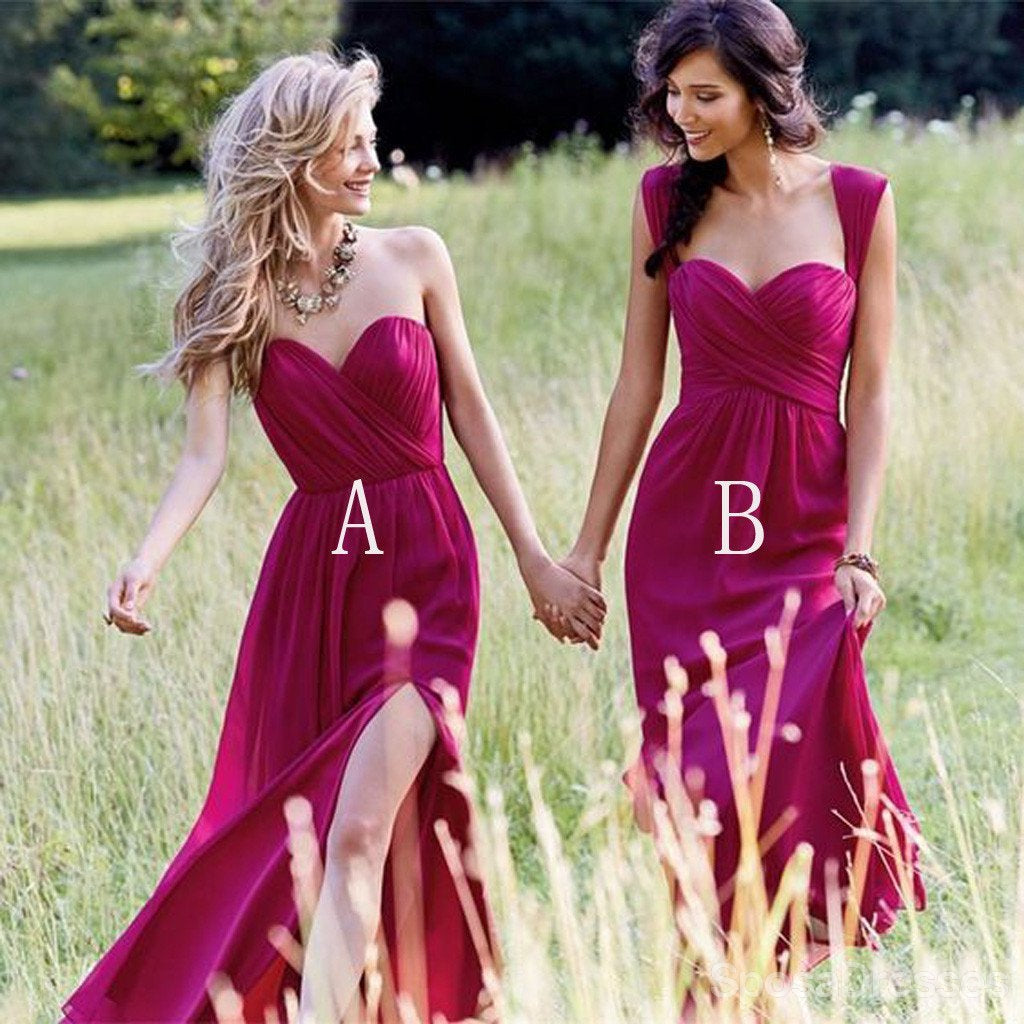 Elegant Chiffon Bridesmaid Dresses with Side Slit - Floor Length Formal Gowns for Weddings & Special Occasions | WG178