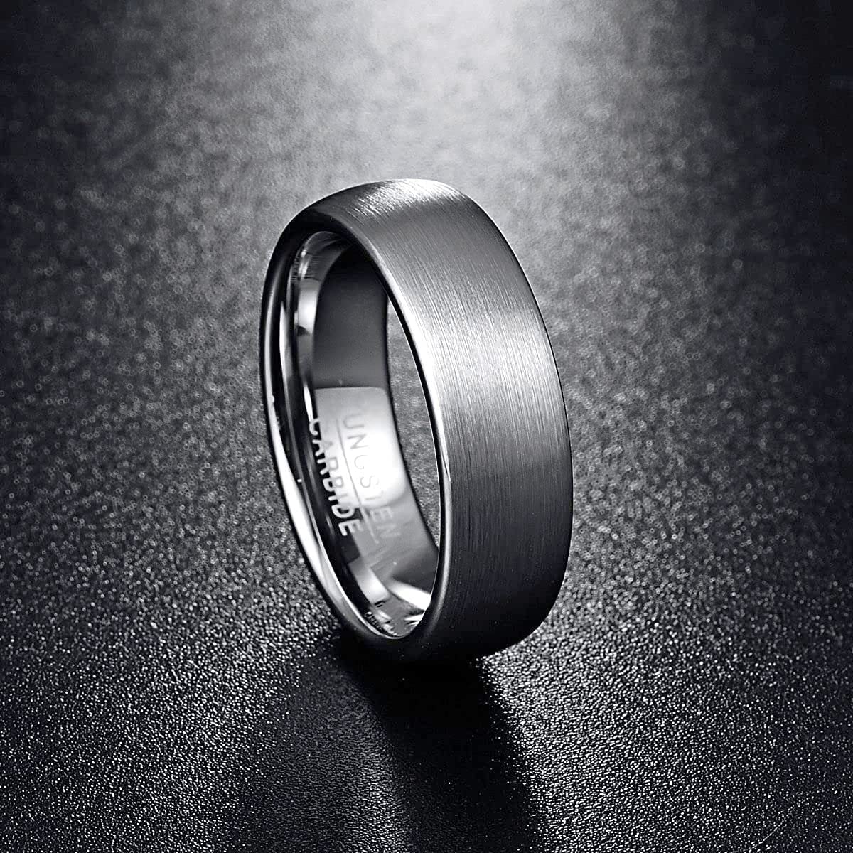 7mm Tungsten Wedding Rings for Men & Women - Domed/Double Beveled Edges, Brushed Finish, Comfort Fit (Size 6-14) - Perfect for Anniversaries, Engagements & Everyday Wear
