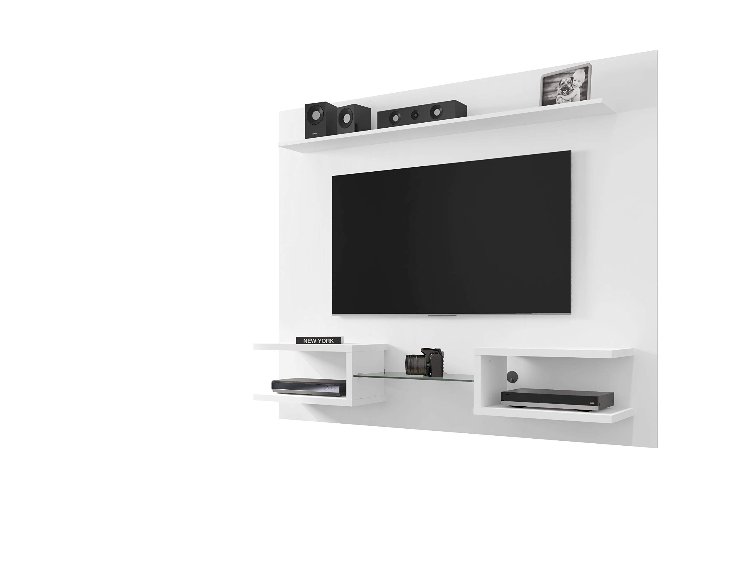 Floating TV Stand for 50 Inch TV - Wall Mounted Entertainment Center with Display Shelves & Cable Management - White Modern TV Console for Living Room, Bedroom & Home Theater