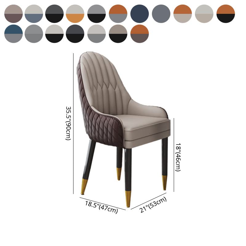 Modern Scandinavian Style Upholstered Leather Dining Chair - Parsons Back Wooden Armchair for Indoor Dining Room (Set of 2, Dark Blue & White) - Perfect for Home, Restaurant, and Office Use