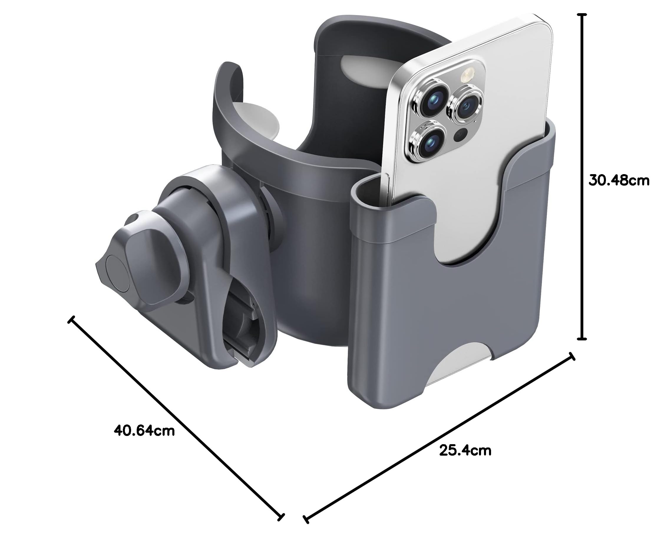 Premium Universal Stroller Cup Holder with Phone Pocket - 2-in-1 Adjustable Bottle Holder for Wheelchairs, Bikes, Walkers & Pushchairs | Perfect for Parents, Caregivers & Outdoor Enthusiasts