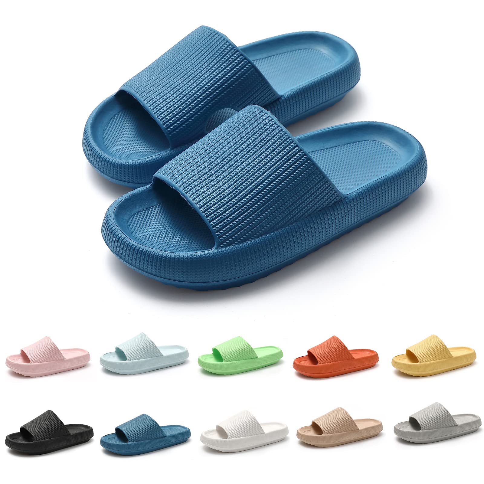 BOOMSHEEP Non-Slip Cloud Slides - Soft Thick Sole Pillow Slippers for Women & Men - Comfortable Indoor/Outdoor House Shoes for Relaxation, Lounge & Travel