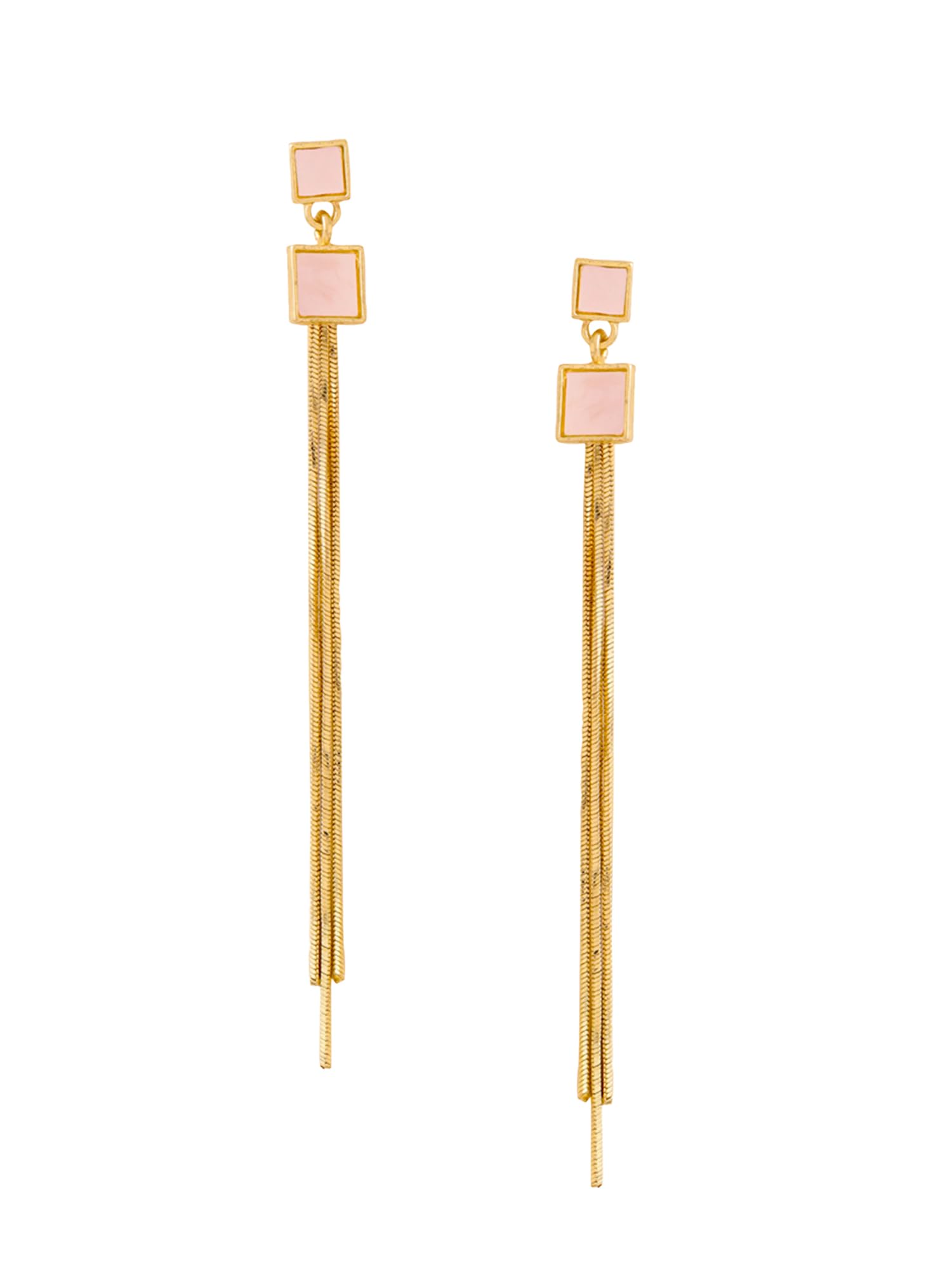 Golden Dangler Earrings for Women - 14K Gold Plated Long Chain Drop Earrings | Elegant Party & Wedding Jewelry | Perfect Birthday Gift for Her, Anniversary Present for Wife | Everyday & Special Occasion Wear