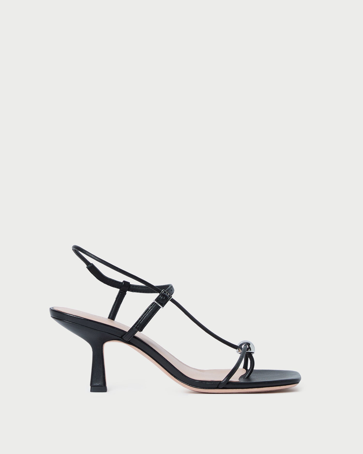 Triana Black Leather Mid Heel Sandals for Women - Comfortable Dressy Summer Shoes for Weddings, Parties & Office Wear
