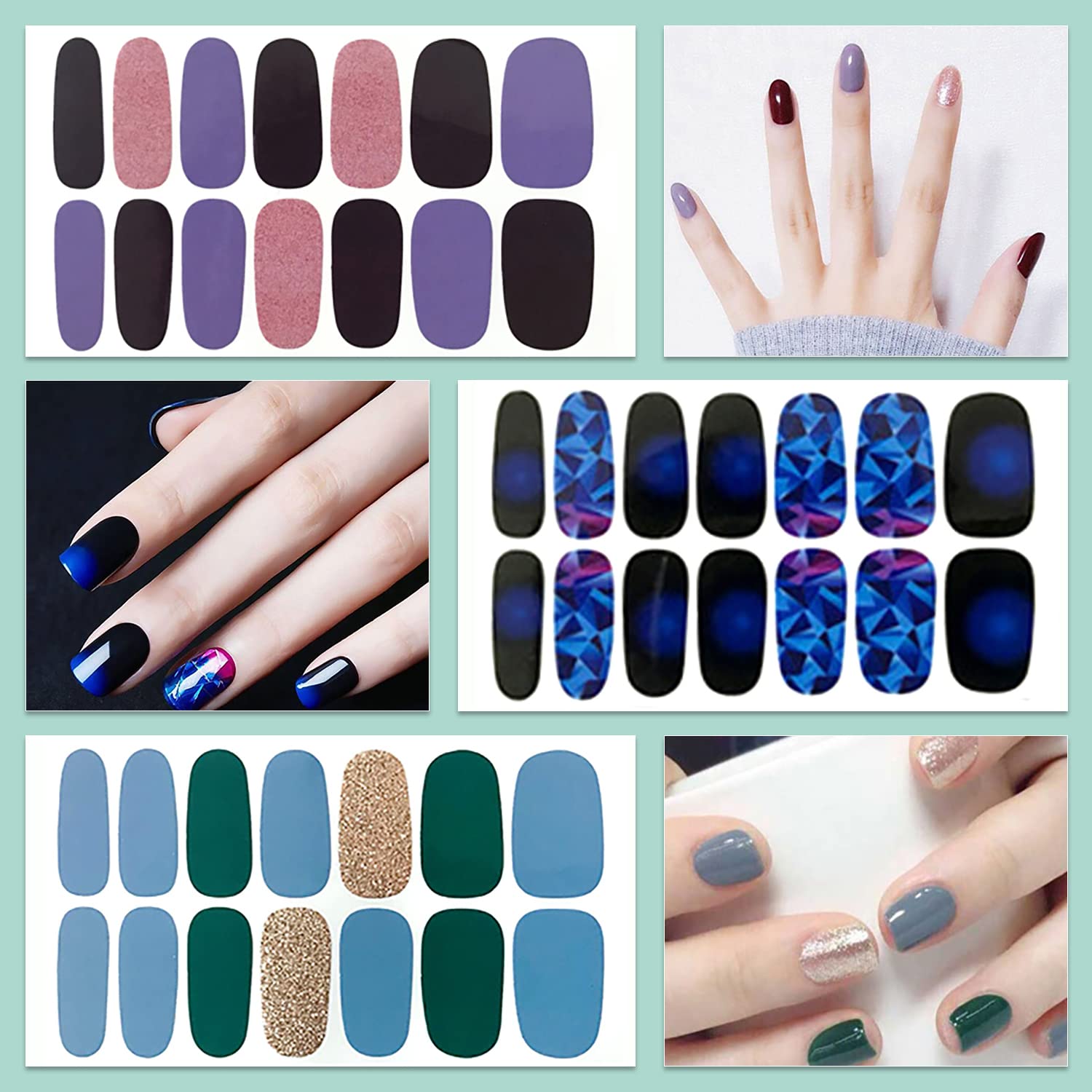 WOKOTO 20 Sheets Moon & Stars Nail Polish Strips - Gradient Nail Stickers, Full Nail Wraps for Women, Gel Nail Strips with Real Polish Effect - Perfect for DIY Manicures, Parties & Special Occasions