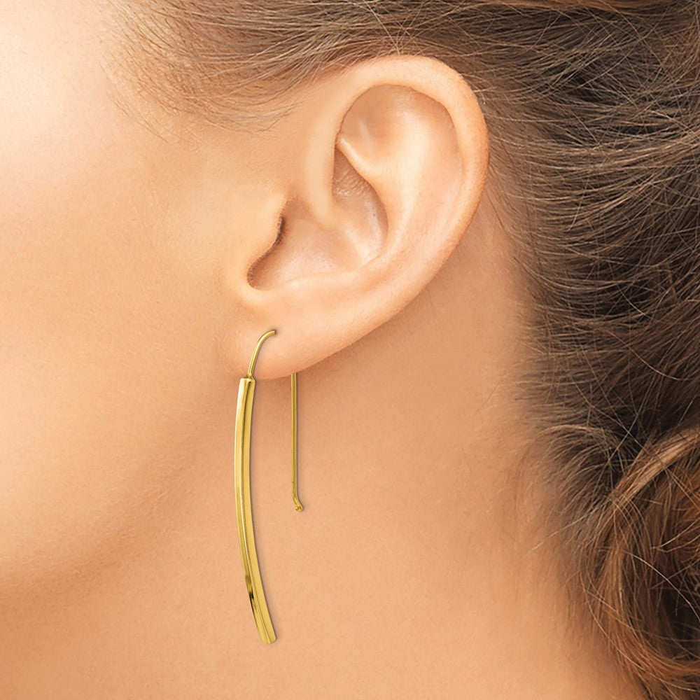 14K Gold Polished Dangle Bar Earrings for Women - LE1720 | Elegant Everyday & Party Jewelry Gift