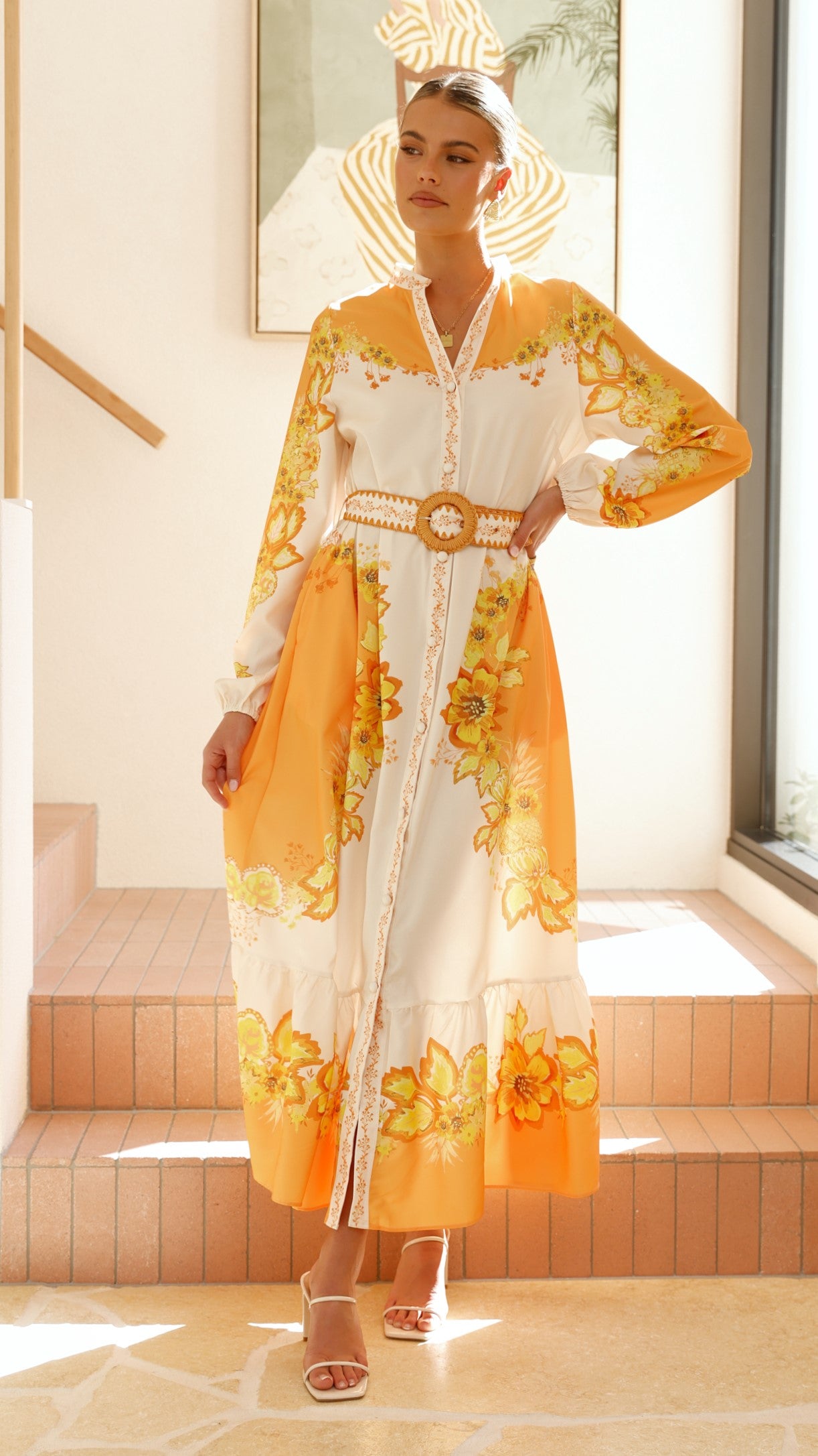 Addison Maxi Dress - Orange & Yellow Floral Summer Dress for Women | Beach Vacation, Garden Party & Casual Outfit
