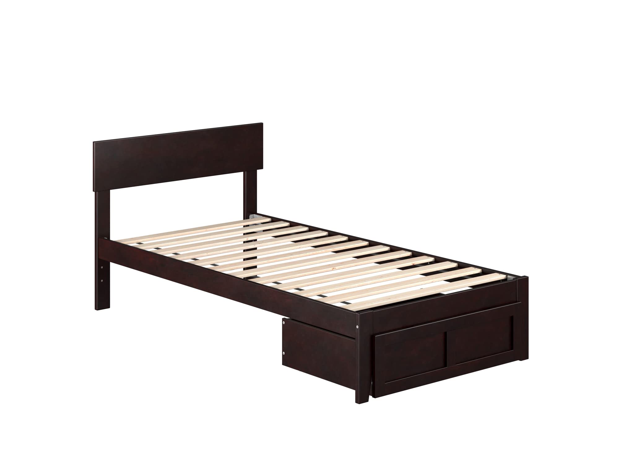 AFI Boston Twin Size Bed Frame with Foot Storage Drawer in Espresso Finish - Perfect for Small Spaces, Kids' Rooms & Guest Bedrooms