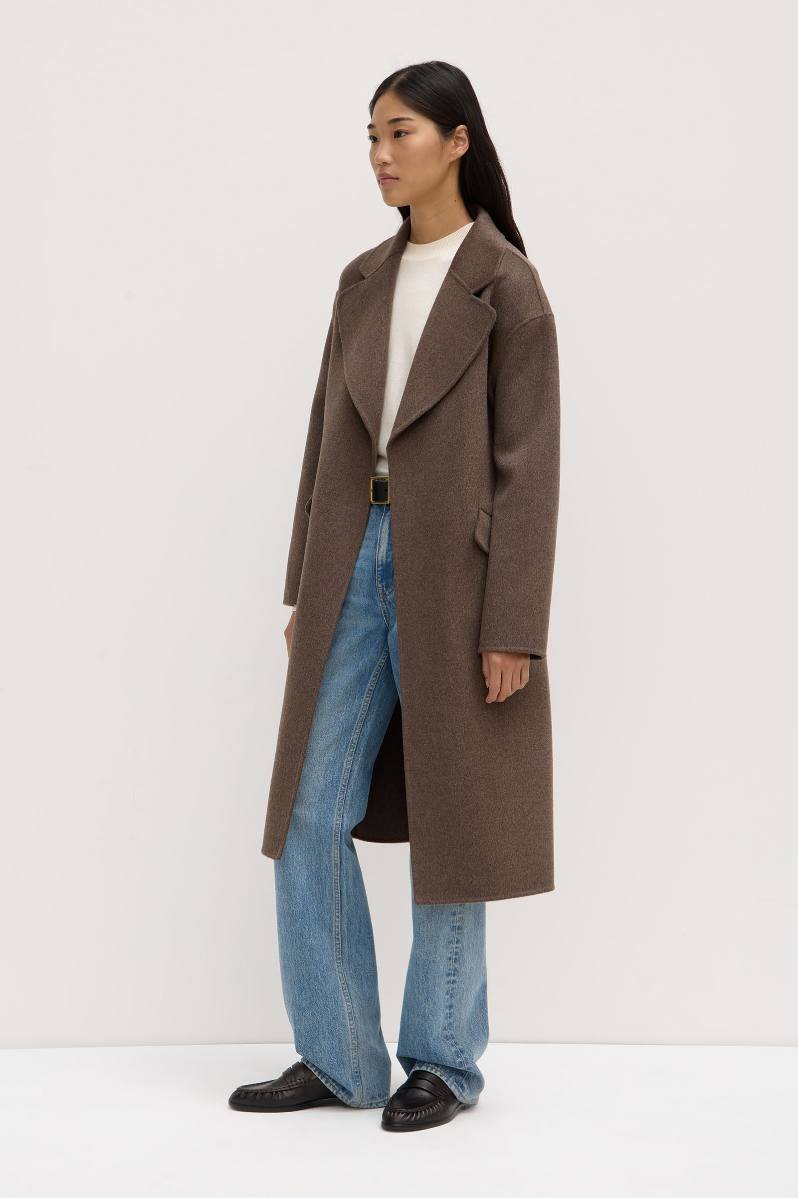 Sadie Single Breasted Wool Coat in Cocoa Marle - Warm & Stylish Winter Outerwear for Women | Perfect for Office, Travel & Casual Outings