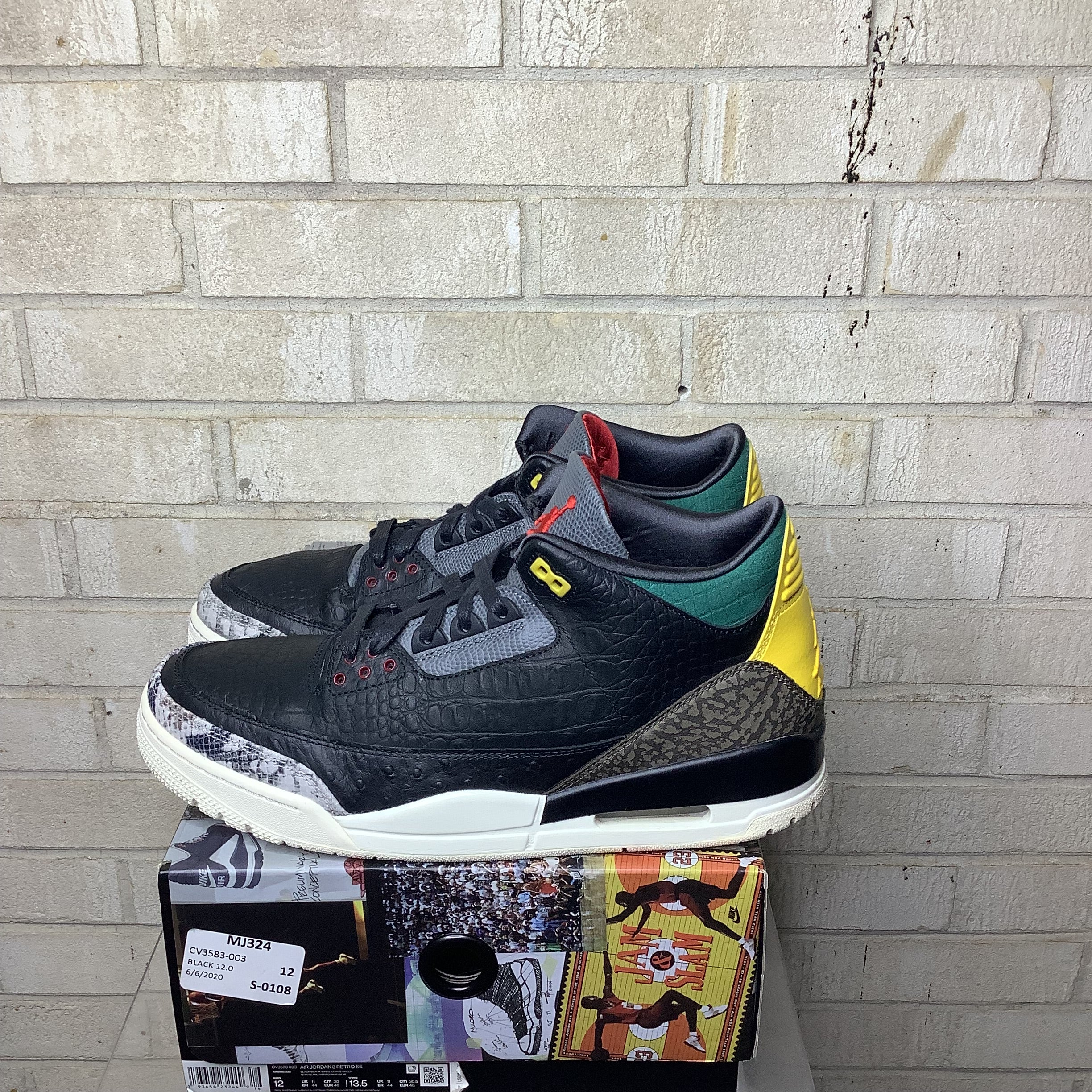 AIR JORDAN 3 ANIMAL INSTINCT 2.0 Men's Basketball Shoes Size 12 - CV3583-003 Black/Grey for Streetwear & Sneaker Collection