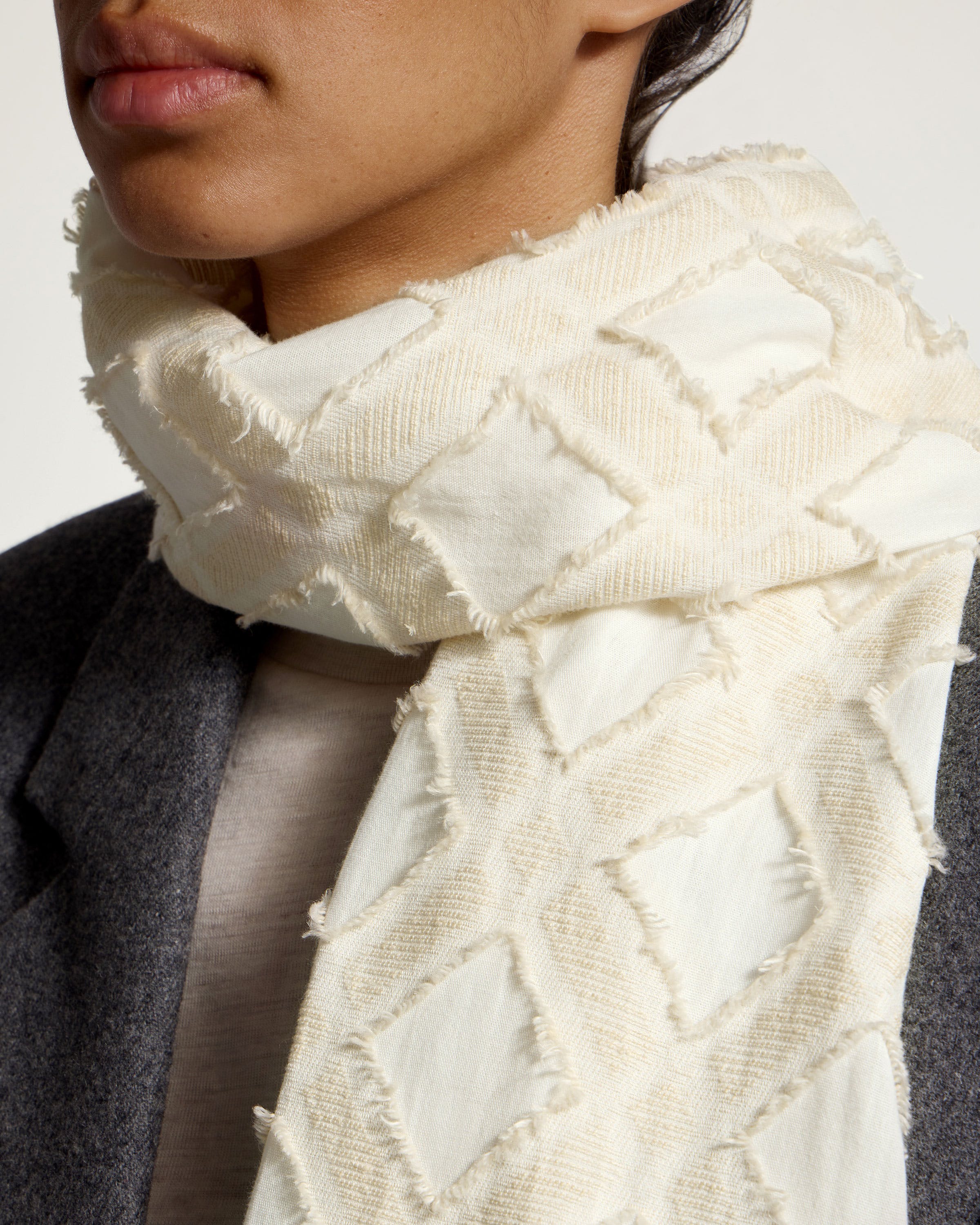 Lightweight Tufted Linen Blend Scarf - Soft & Breathable Vanilla Shawl for Women | Perfect for Spring Outfits, Office Wear & Travel Accessories
