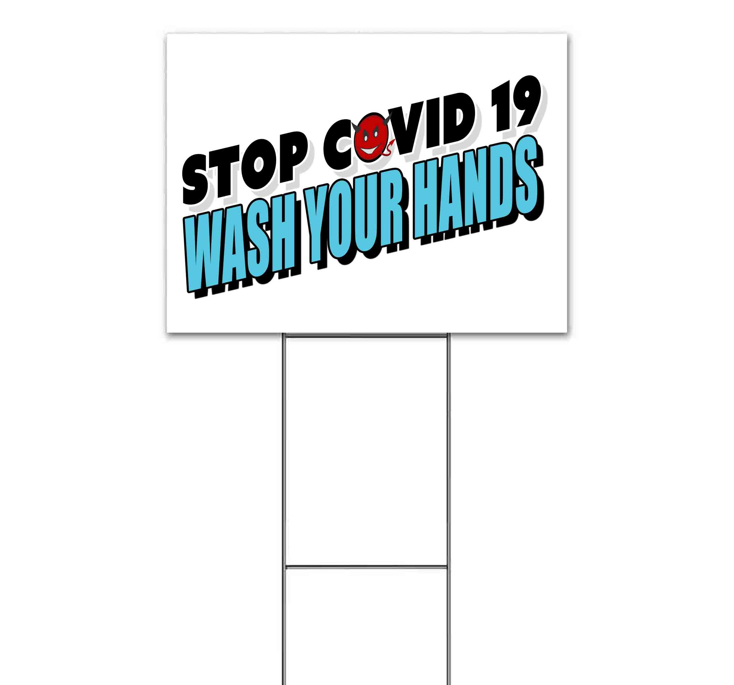Stop Virus Wash Hands Sign - 18