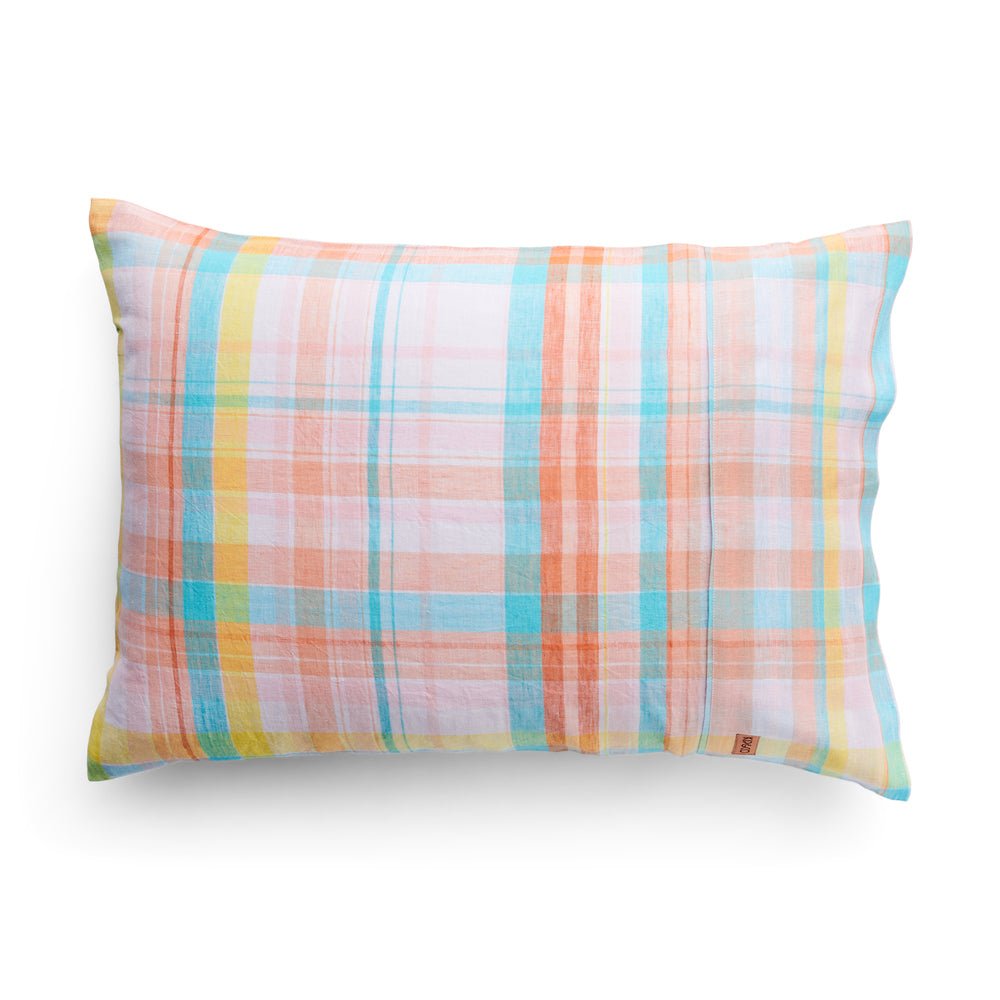 Premium Paradise Tartan Linen Pillowcases Set of 2 - Soft & Breathable Standard Size Bedding for Home Decor, Guest Room & Cozy Living Room