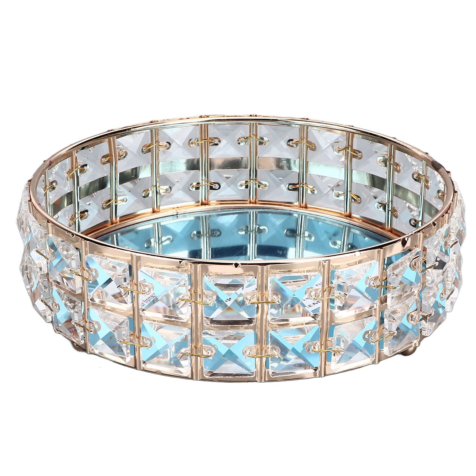 Elegant Stainless Steel Crystal Jewelry Tray - Modern Durable Decorative Perfume & Key Organizer | Perfect for Vanity, Dresser & Bathroom Decor