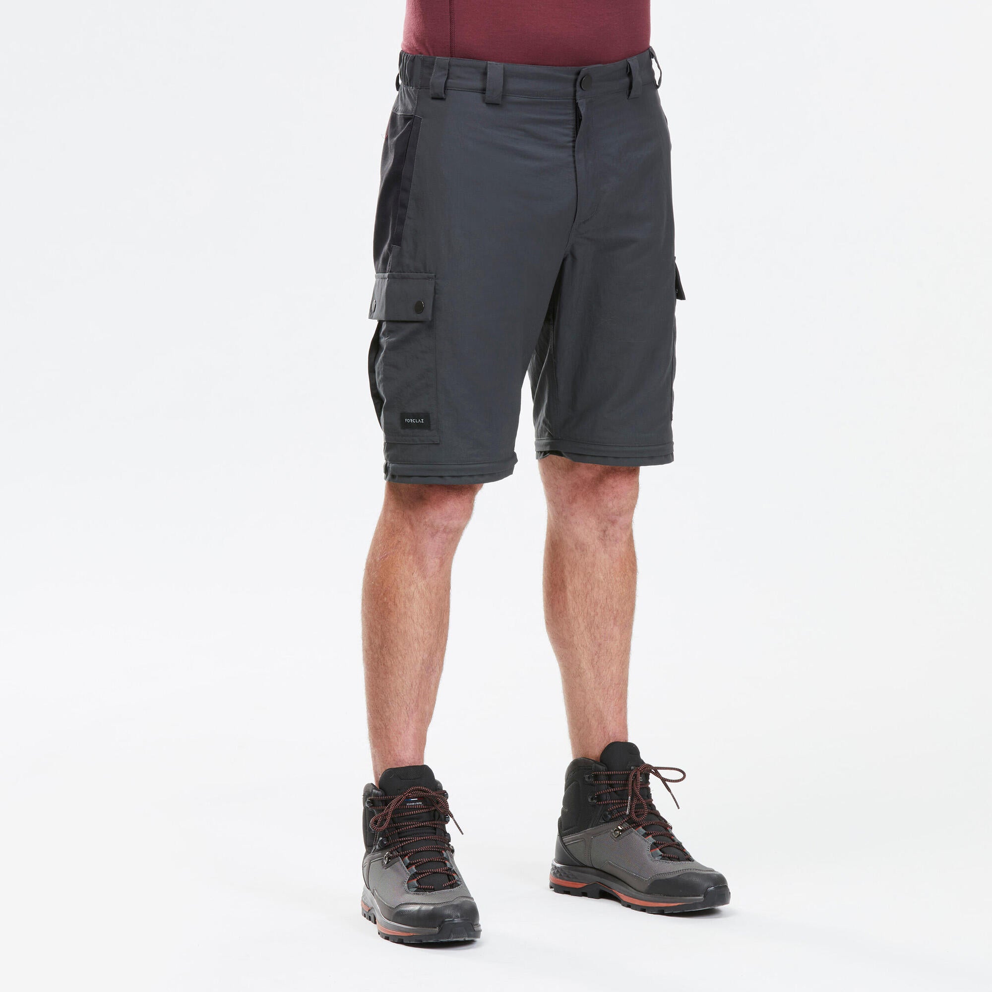 Forclaz Men's MT100 2-in-1 Convertible Hiking Pants with Zip-Off Legs - Lightweight Quick-Dry Trekking Trousers for Outdoor Adventures & Travel