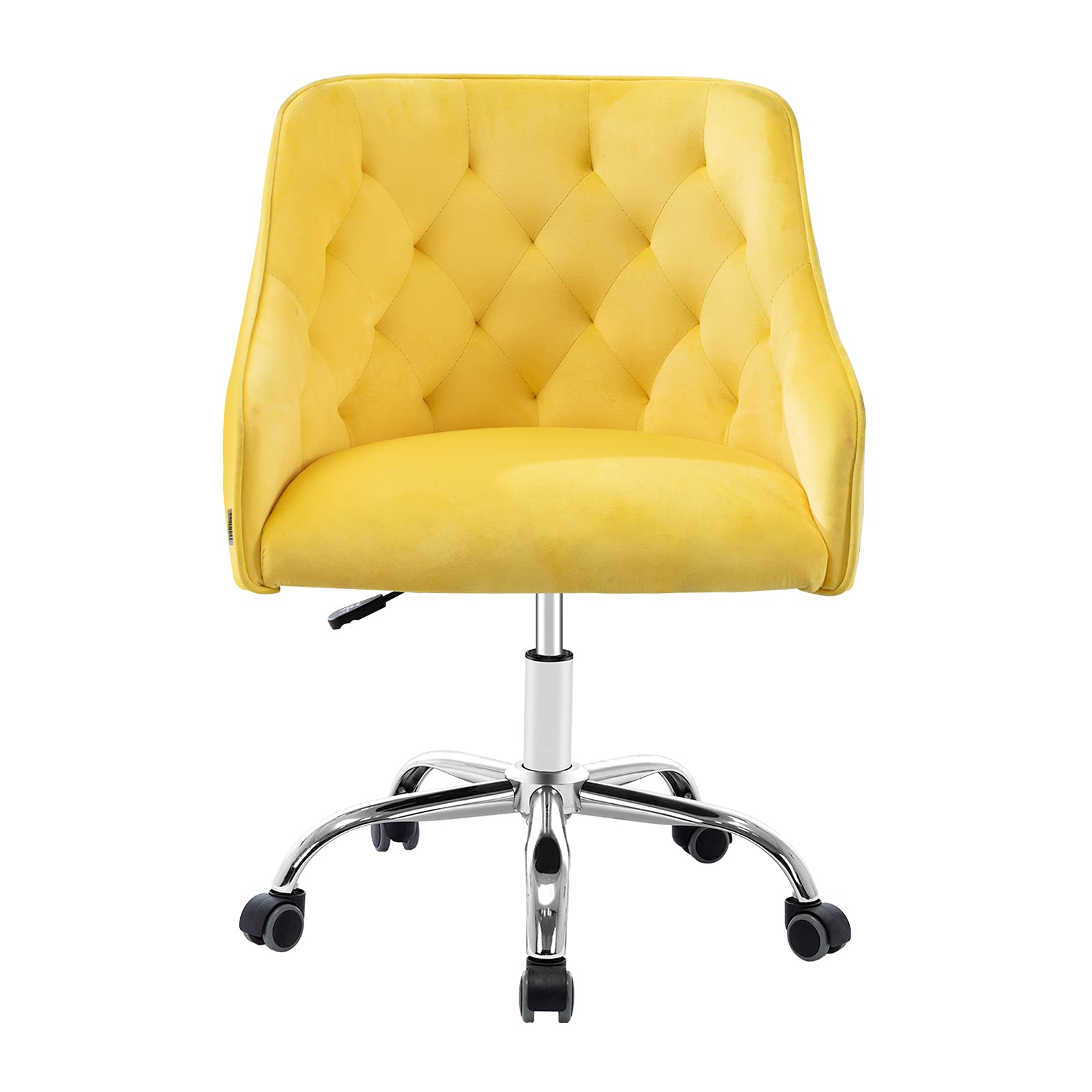 Velvet Home Office Chair - Modern Swivel Desk Chair with Adjustable Height, Soft Seat & Accent Armrests for Computer Work, Gaming, or Study | Stylish Yellow Velvet Executive Task Chair for Home & Office Use