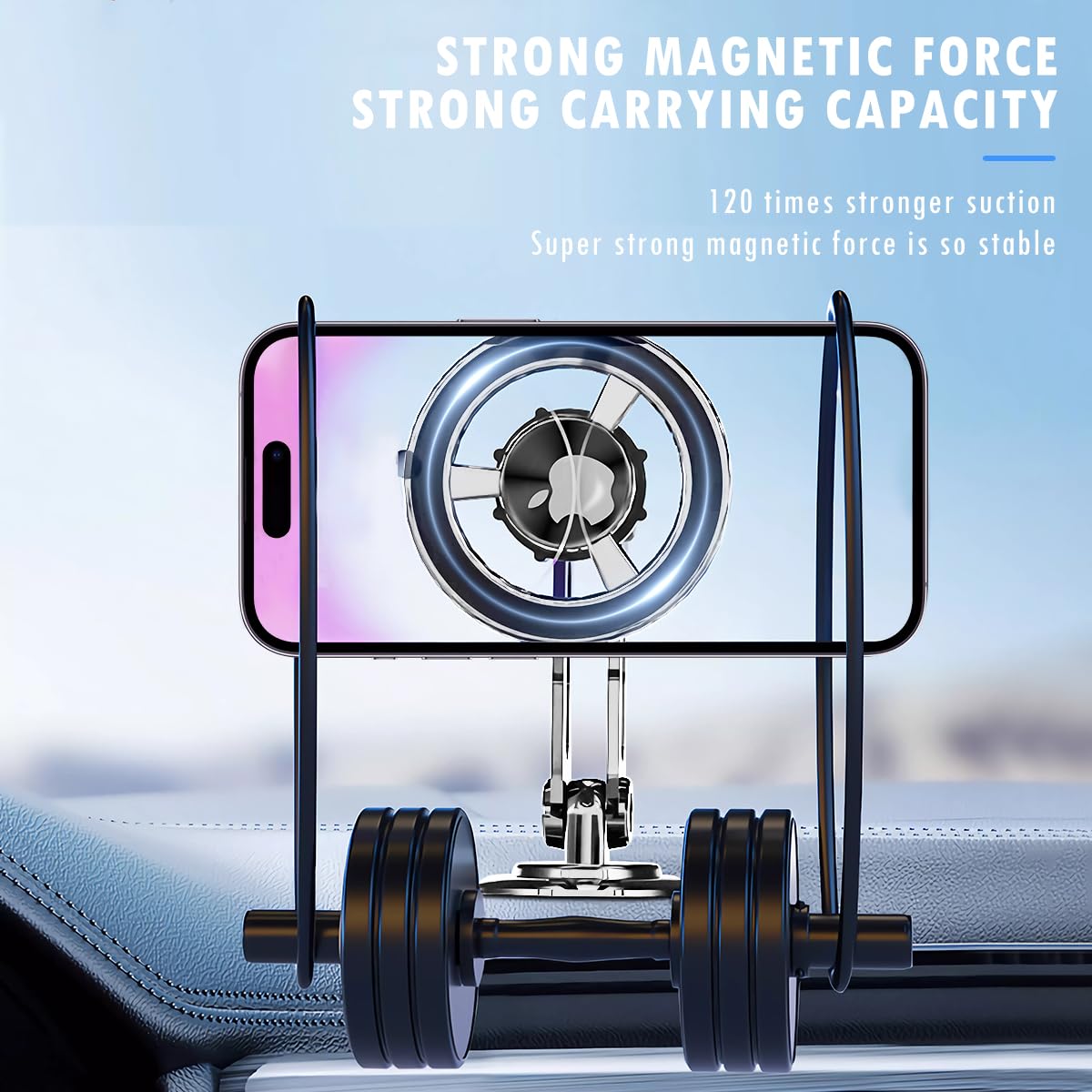Jemey Universal 360° Pro Magnetic Car Phone Holder - 2025 New Hands-Free Auto Mount with Metal Ring, Adjustable Phone Stand for iPhone, Samsung, All Smartphones - Perfect for Driving, GPS Navigation & Road Trips