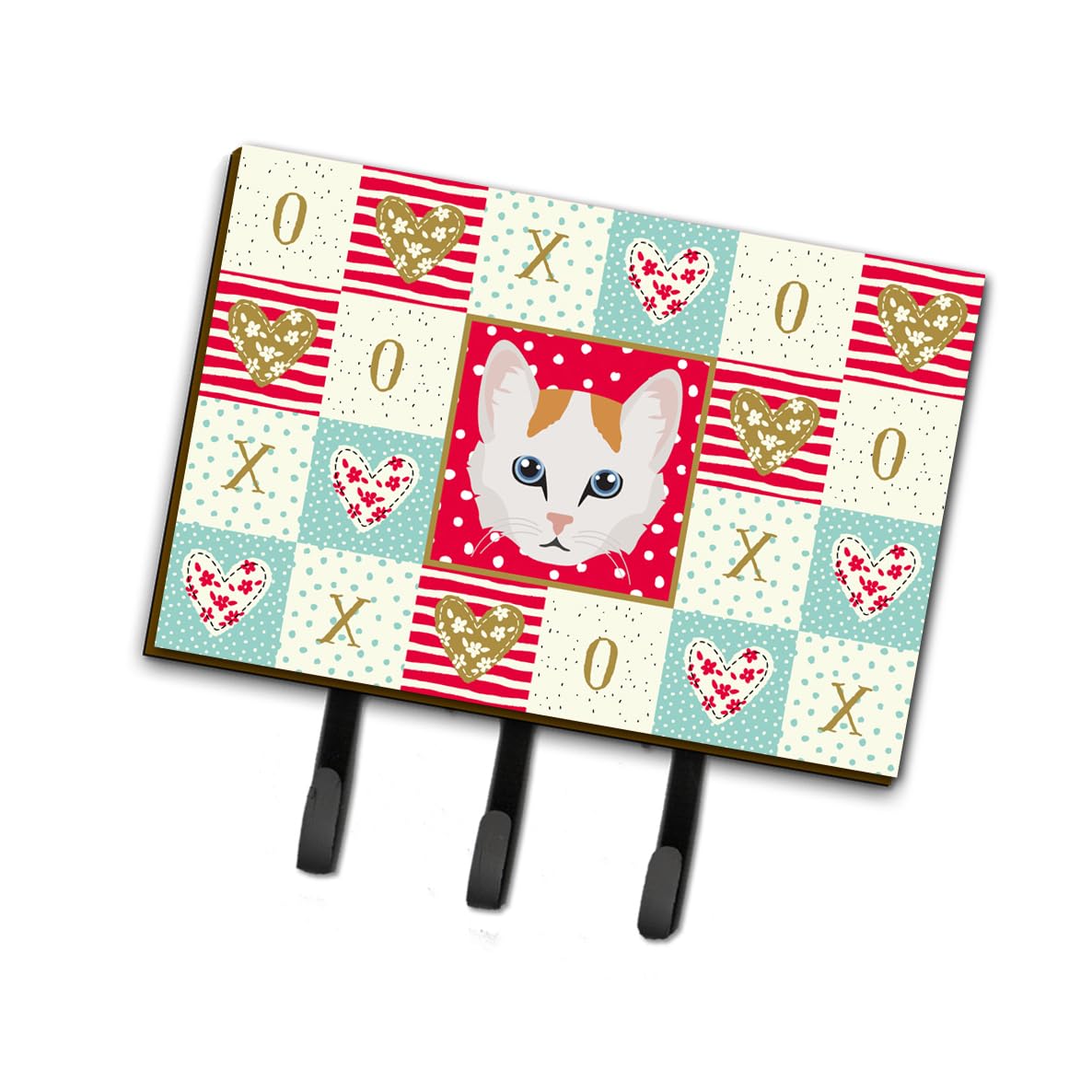 Turkish Van Cat Love Leash & Key Holder Hooks - Colorful Wall Decor for Pet Lovers | Perfect for Home, Office & Gift Giving