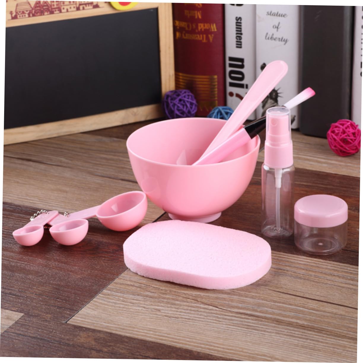 FOMIYES DIY Face Mask Tool Kit - Mixing Bowl, Spatula, Brush, Spray Bottle & Gauges | Pink Skincare Tools for Homemade Facial Masks & Beauty Routine | Perfect for Spa Days, Self-Care & At-Home Skincare Treatments