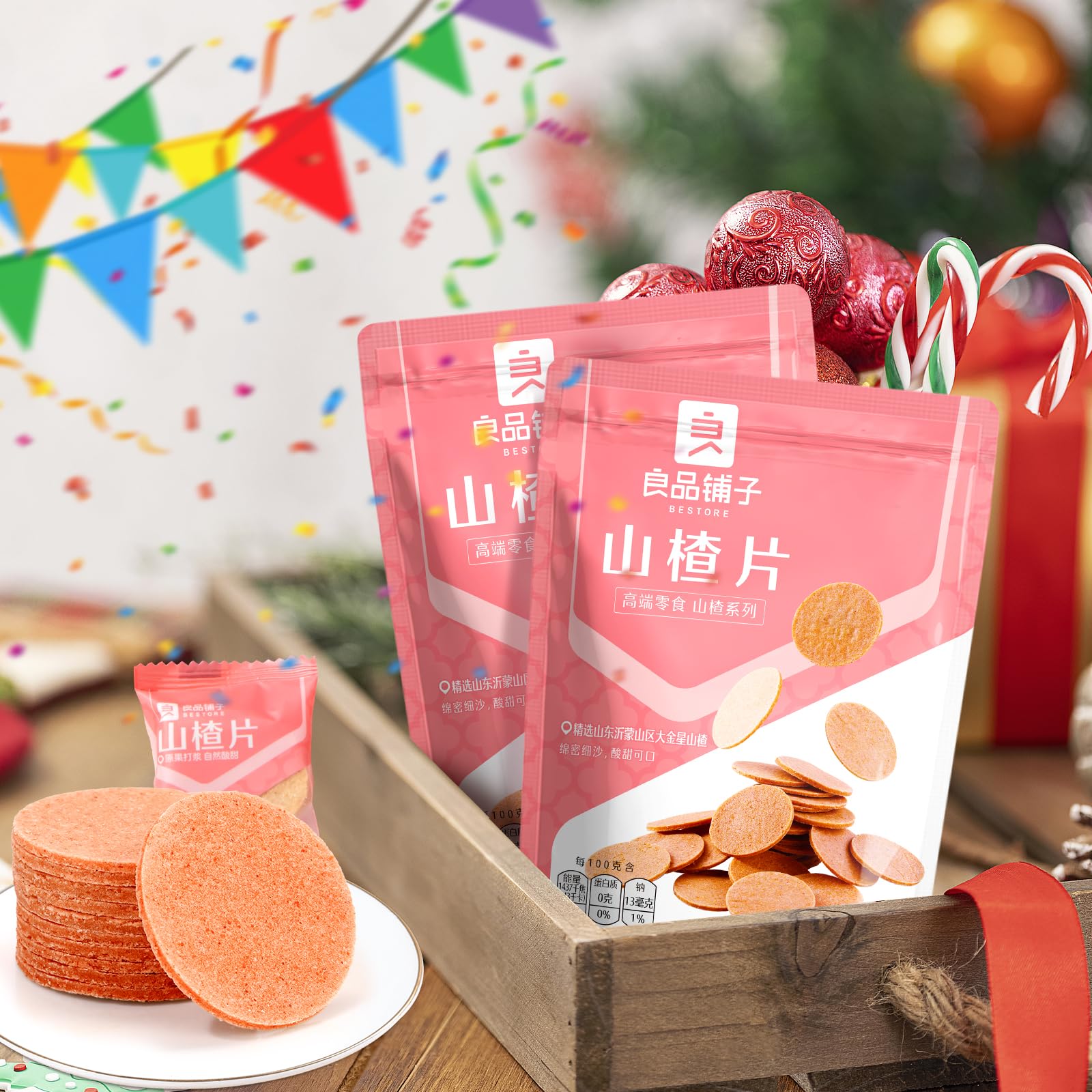 BESTORE Haw Flakes - Sweet & Tangy Chinese Hawthorn Candy Snacks, 8.8oz - Perfect for On-the-Go Snacking, Lunchboxes & Asian Dessert Treats