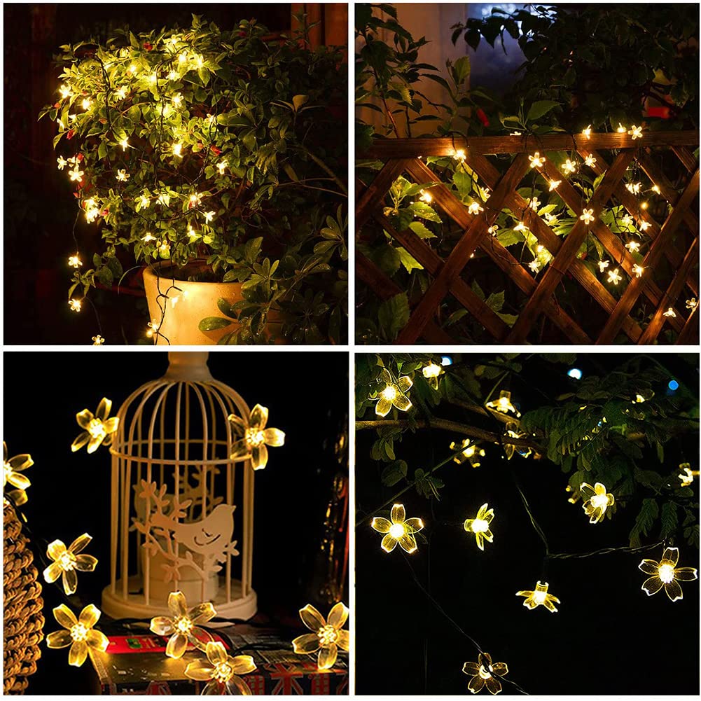 Fairy Flower String Lights - 33ft 100LED Cherry Blossom Fairy Lights, Warm White Starry Decorative Lighting for Indoor & Outdoor Use | Perfect for Christmas, Halloween, Wedding, Party, Bedroom, Garden, and Patio Decor