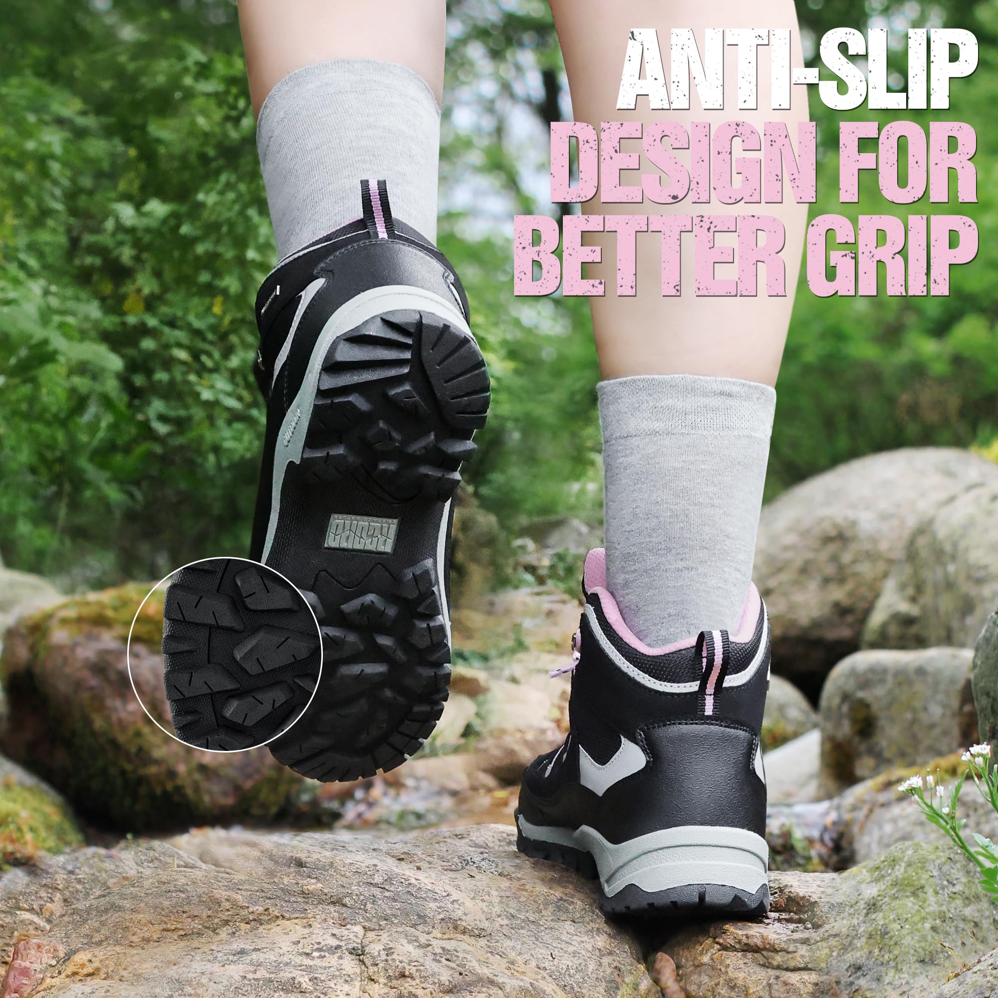 Waterproof Women's Hiking Boots with Ankle Support - Breathable Non-Slip Outdoor Boots for Backpacking, Trekking & Trail Walking | Durable RCORD Hiking Shoes for Women