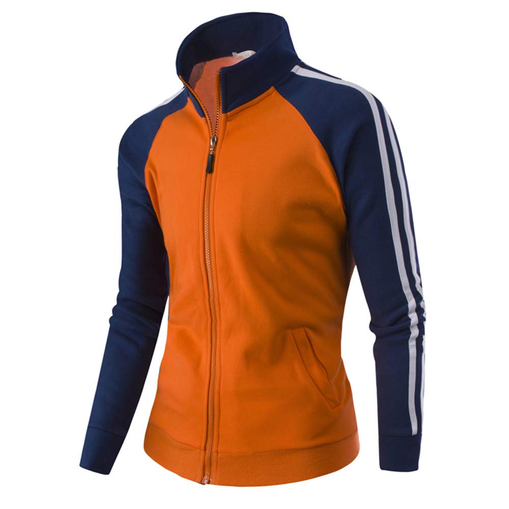 **Realdo Men's Baseball Jacket - Casual Sporty Zippered Colorblock Warm Coat for Outdoor Activities, Jogging & Streetwear Fashion**