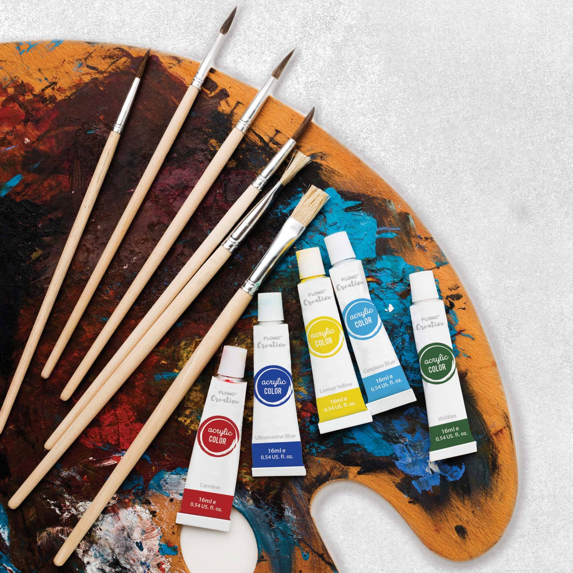 13-Piece Acrylic Paint Set with Brushes - 16ml Tubes for Artists, Beginners & DIY Crafts - Perfect for Canvas Painting, Home Decor & Art Projects