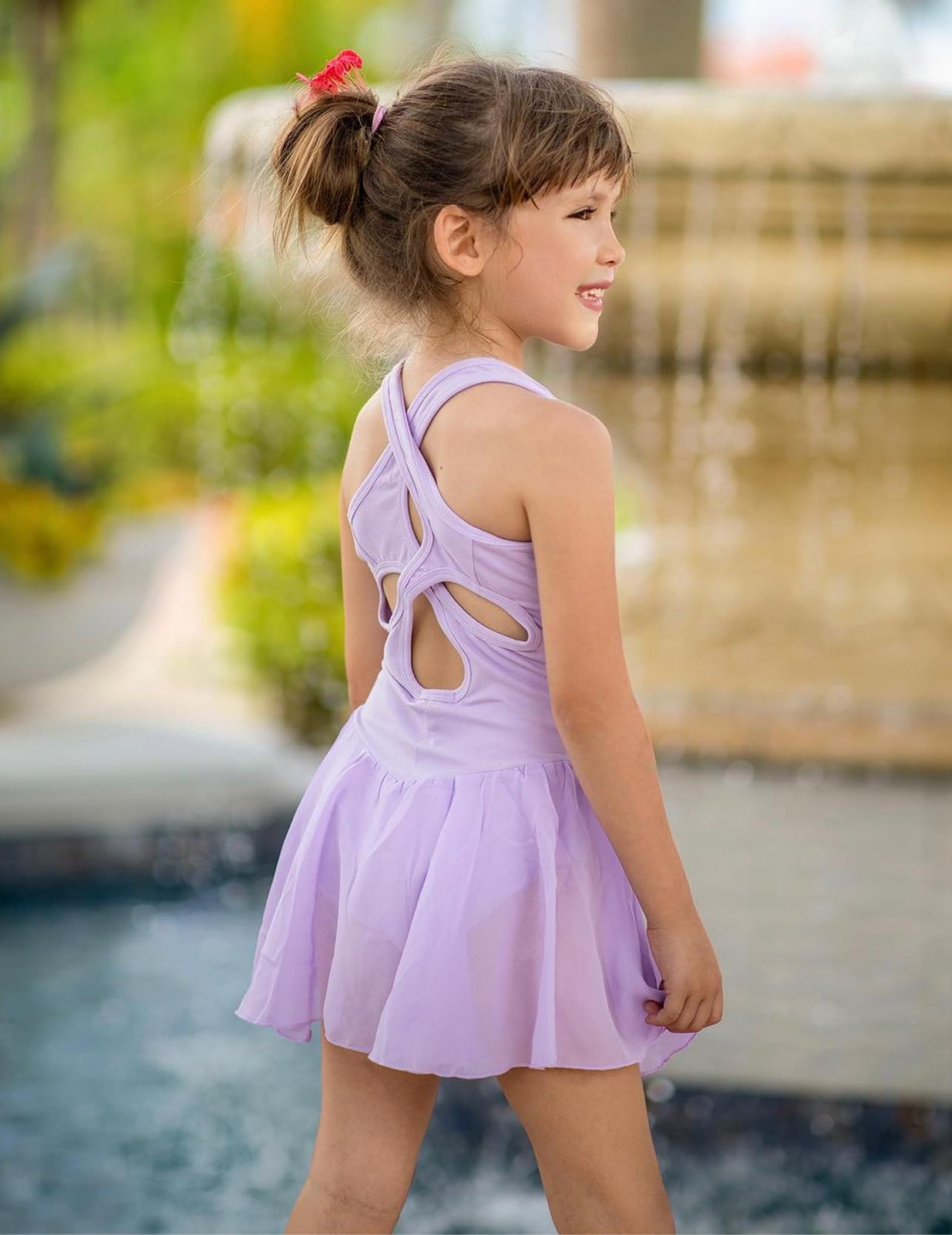 Arshiner Girls Ballet Leotard with Skirt - Sleeveless Dance Dress for Kids - Hollow Back Design - Perfect for Ballet Class, Recital & Dance Performance
