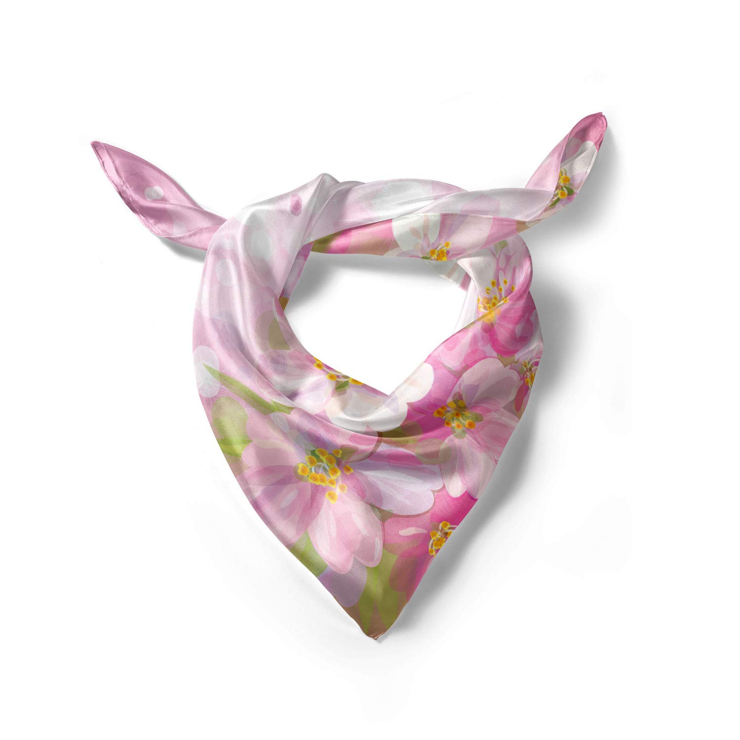 Ambesonne Floral Rose Head Scarf - Blossoming Spring Tree Design Hair Wrap for Women - Perfect for Beach, Yoga, Travel & Everyday Fashion Accessory