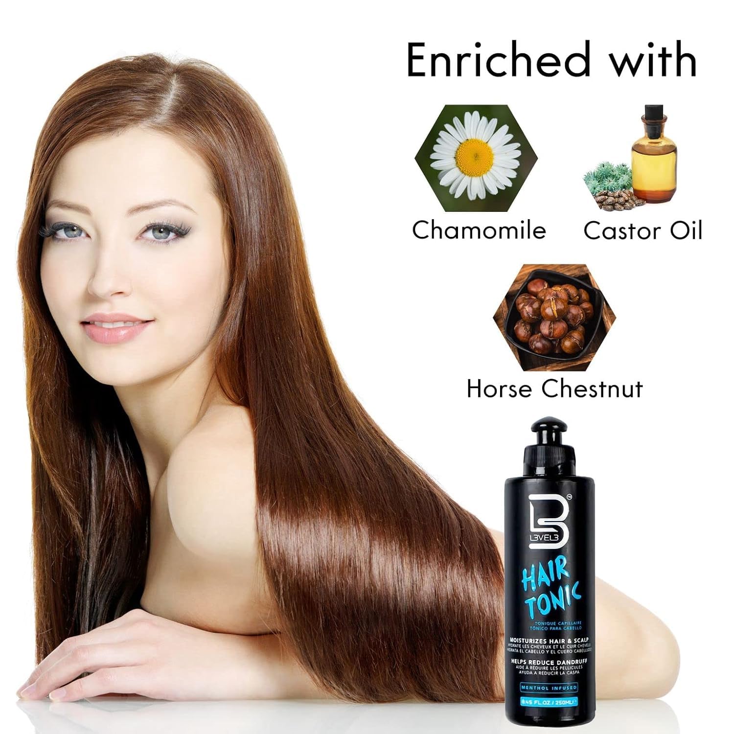 L3 Level 3 Hair Tonic for Women & Men - Hair Growth Serum with Natural Extracts - Volumizing & Shine Enhancing Treatment for Thicker, Healthier Hair - Perfect for Daily Use, Styling & Damaged Hair Repair