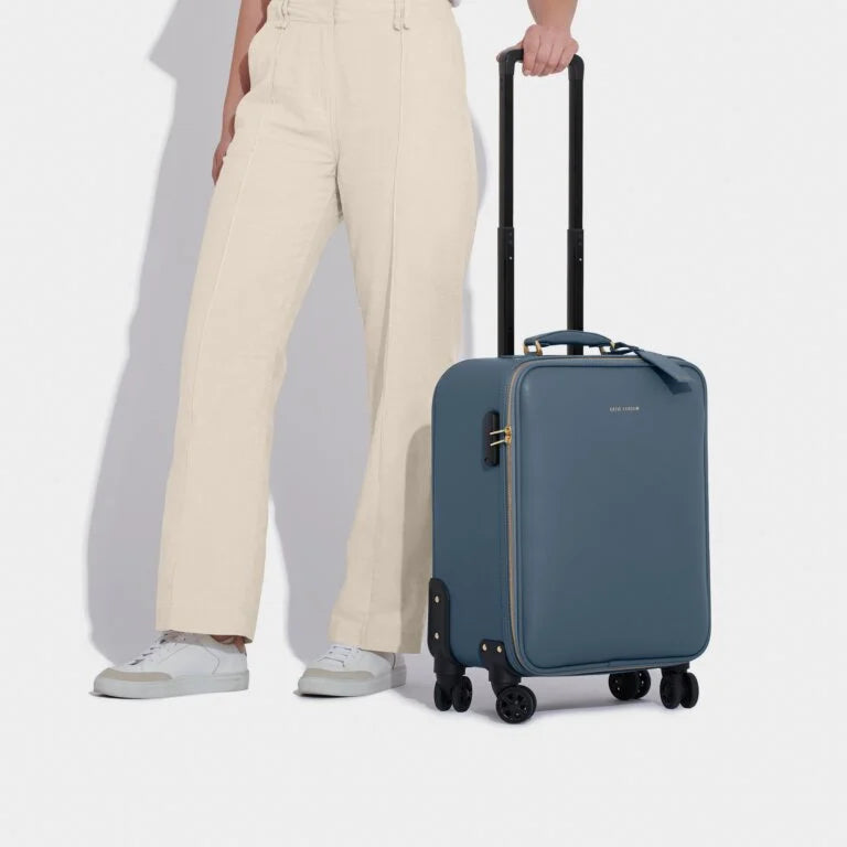 Katie Loxton Oxford Cabin Suitcase - Navy Blue Carry-On Luggage for Travel, Business Trips & Weekend Getaways