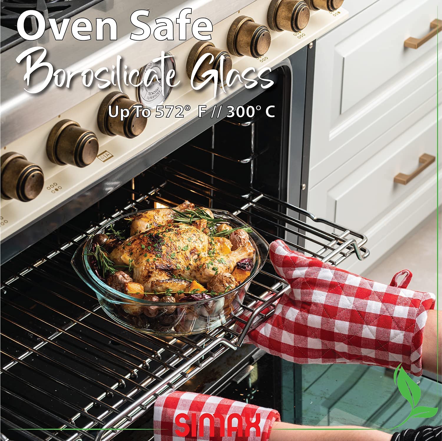 Simax 2.6 Qt Round Borosilicate Glass Casserole Dish with Lid - Oven, Microwave & Dishwasher Safe Baking Dish for Low Fat Cooking - Perfect for Casseroles, Lasagna, Roasting & Meal Prep