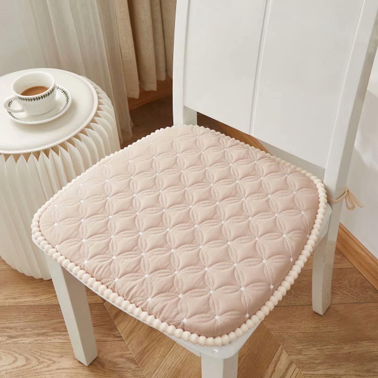 MBVBN Non-Slip Washable Dining Chair Cushions Set of 6 - Beige Seat Pads with Detachable Covers for Kitchen Chairs | Comfortable & Stylish Home Dining Room Decor