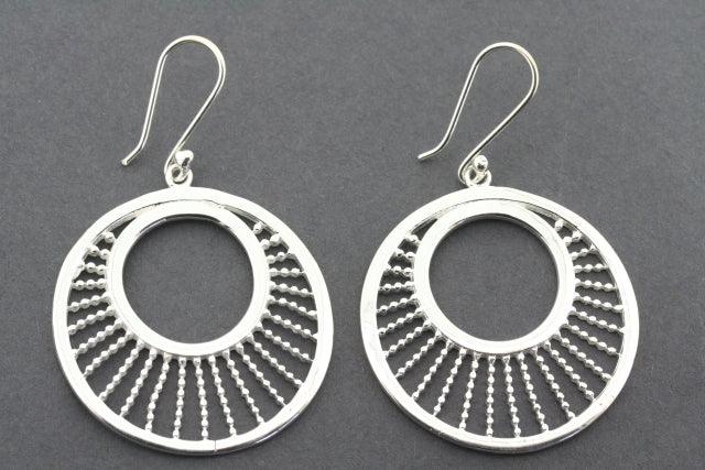 Double Circle Rays Hoops Earrings - Sterling Silver 925 Hypoallergenic for Women - Perfect for Everyday Wear, Parties & Gifts