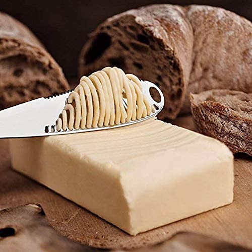 Premium Stainless Steel 3-in-1 Butter Knife - Serrated Edge Butter Spreader with Cheese Grater & Slicer for Kitchen, Dining & Entertaining (Random Color, Pack of 1) - Perfect for Breakfast, Brunch, Cheese Boards & Food Prep