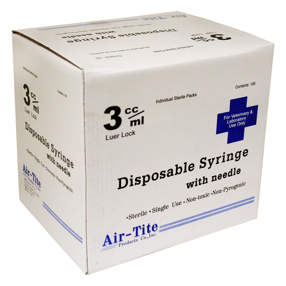 100 Count Air Tite Luer Lock Syringes with Needles - Sterile Medical Syringes for Injections, Vaccinations & DIY Projects