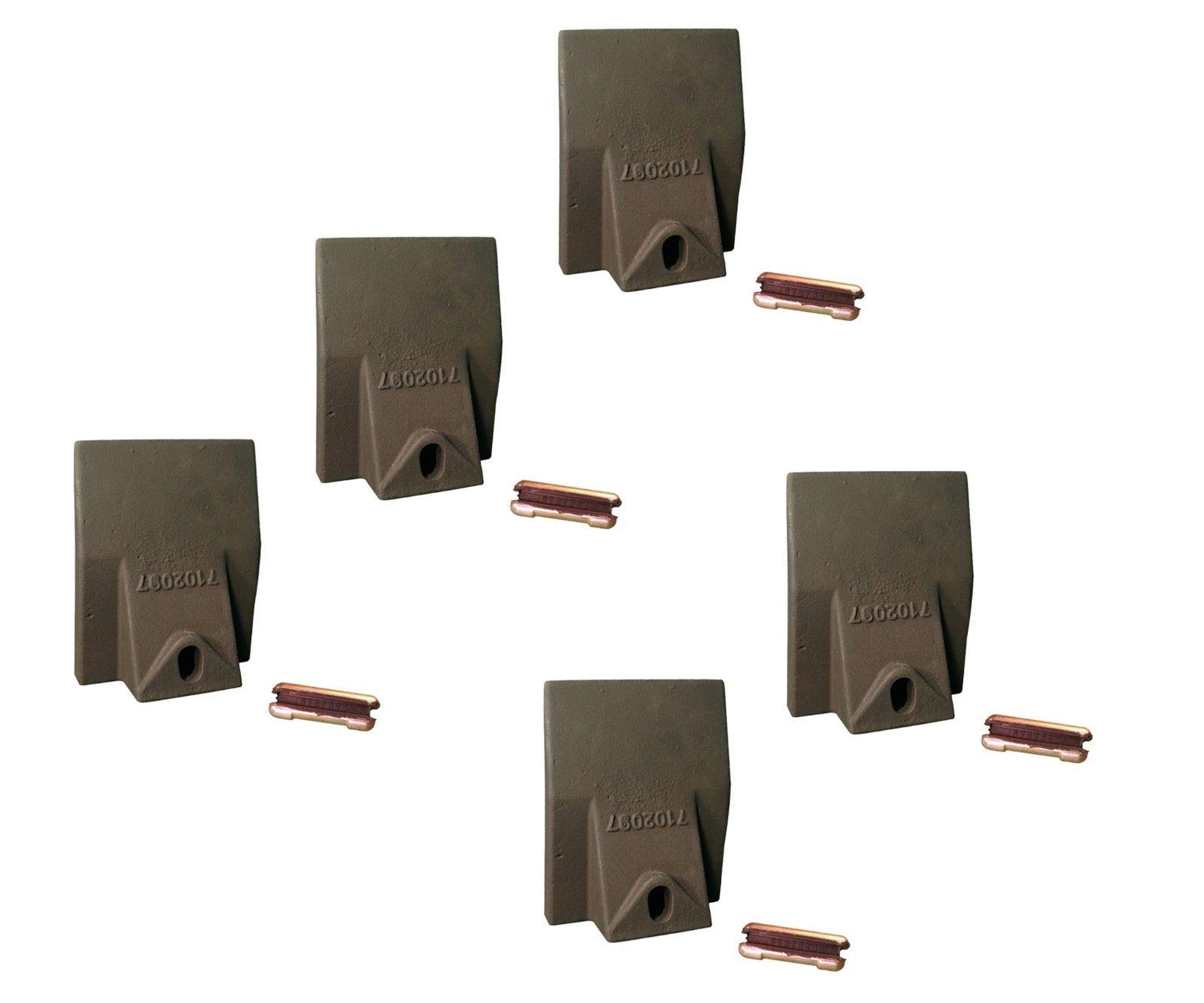 5 Bobcat Style Mini Excavator Bucket Teeth with Pins - Durable Skid Steer Flare Teeth for Trenching & Landscaping (7102097) | Perfect for Construction, Farming & DIY Projects