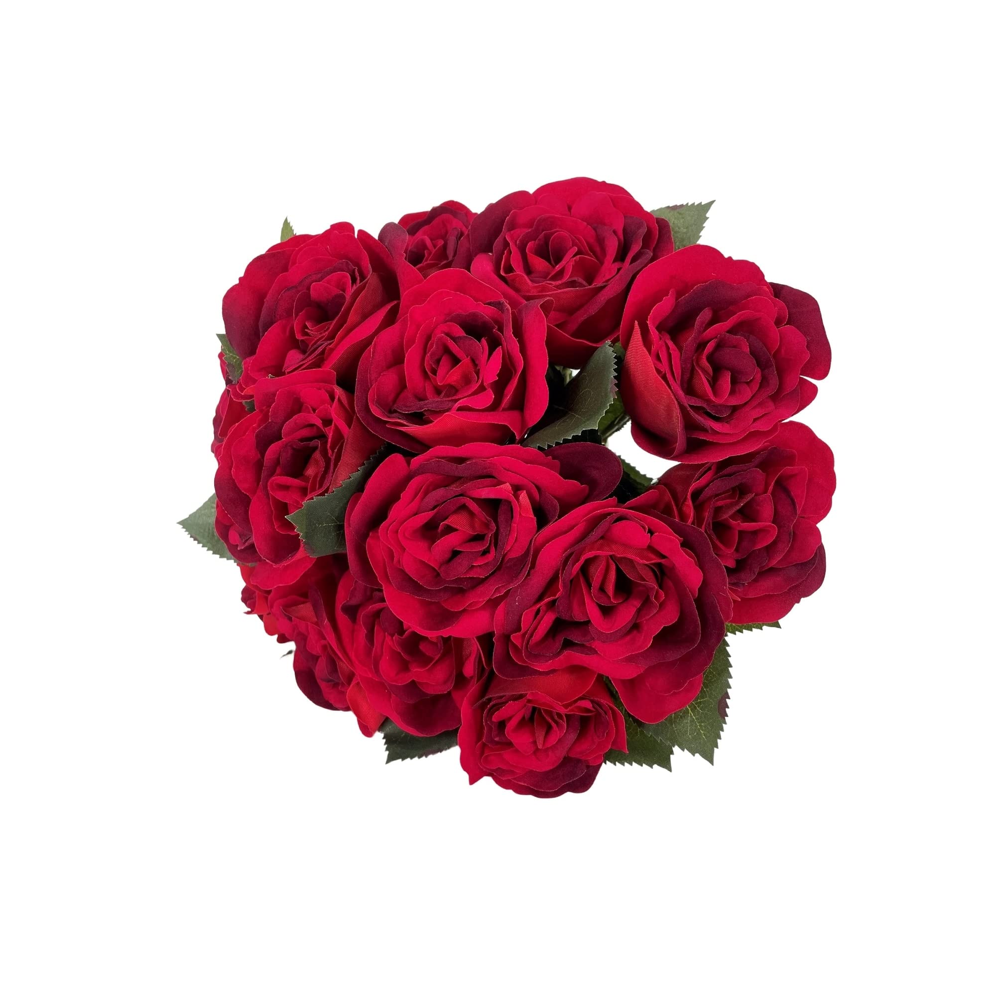 15 Red Velvet Rose Bouquet - Premium Artificial Flowers for Home Decor, Wedding Centerpieces & Romantic Gifts