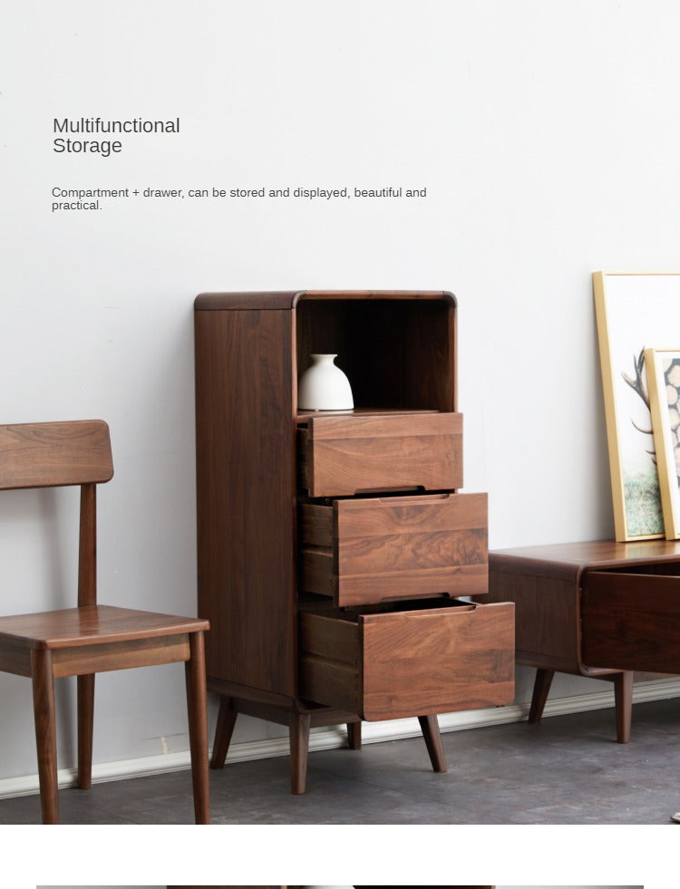 Solid Black Walnut Wood Side Cabinet - Rustic Nightstand, Entryway Storage, or Bathroom Organizer - Handcrafted for Home & Office Decor