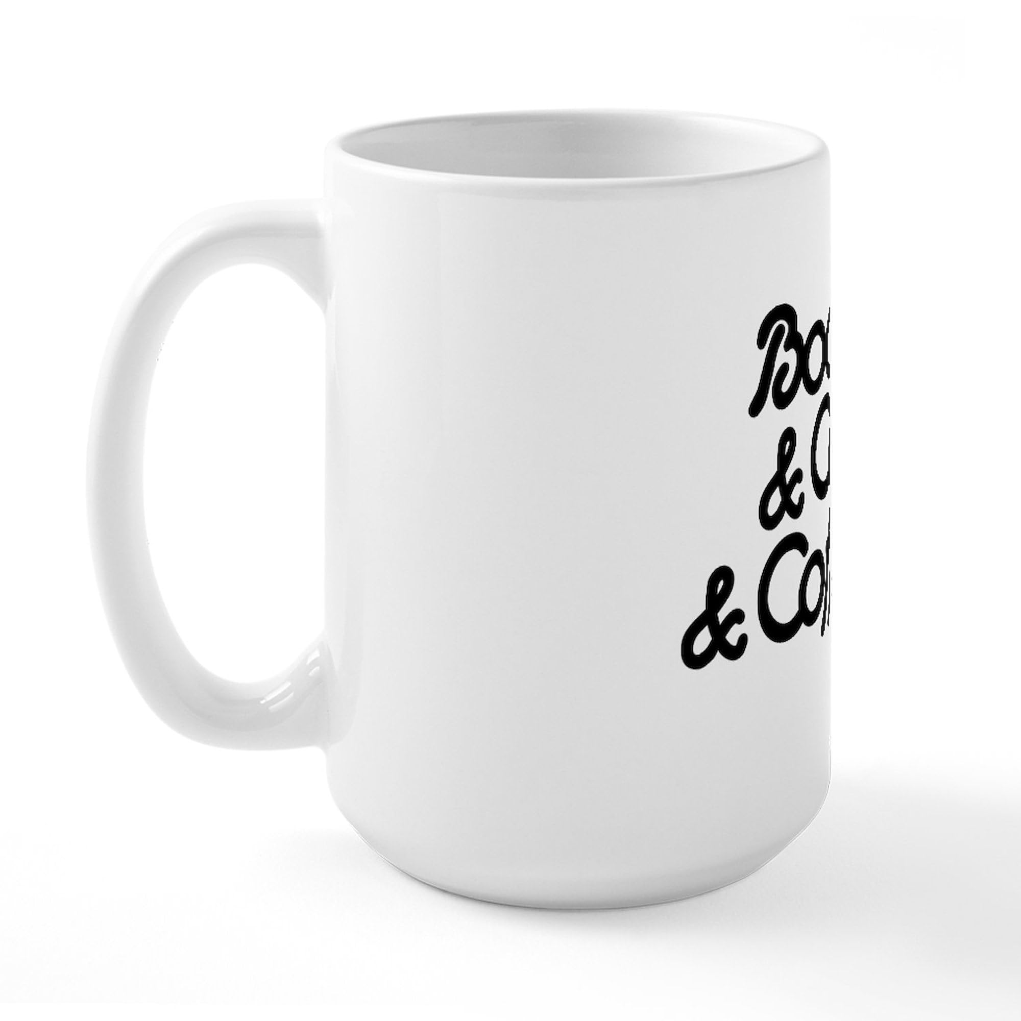 Books & Cats & Coffee Large Ceramic Mug 15 oz (444 ml) - Perfect for Tea, Hot Chocolate & Coffee Lovers - Ideal for Home, Office & Gifts