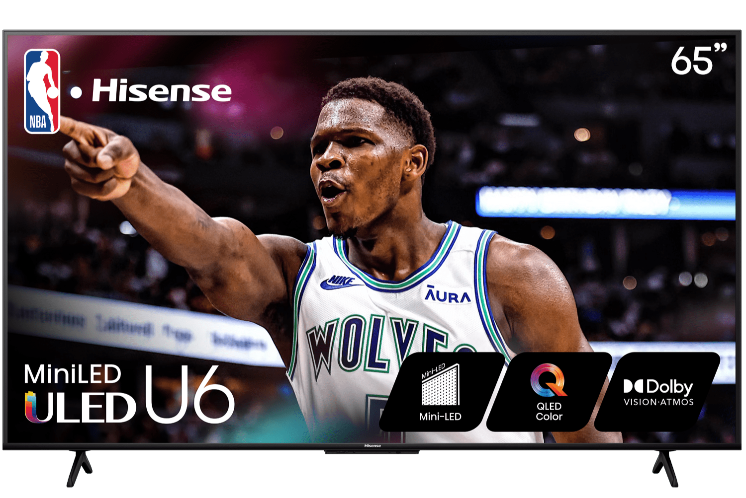 Hisense 65U6N 65-Inch U6 Series Mini-LED ULED 4K UHD Smart Google TV with Dolby Vision HDR - Perfect for Home Theater, Gaming & Streaming Netflix, Prime Video
